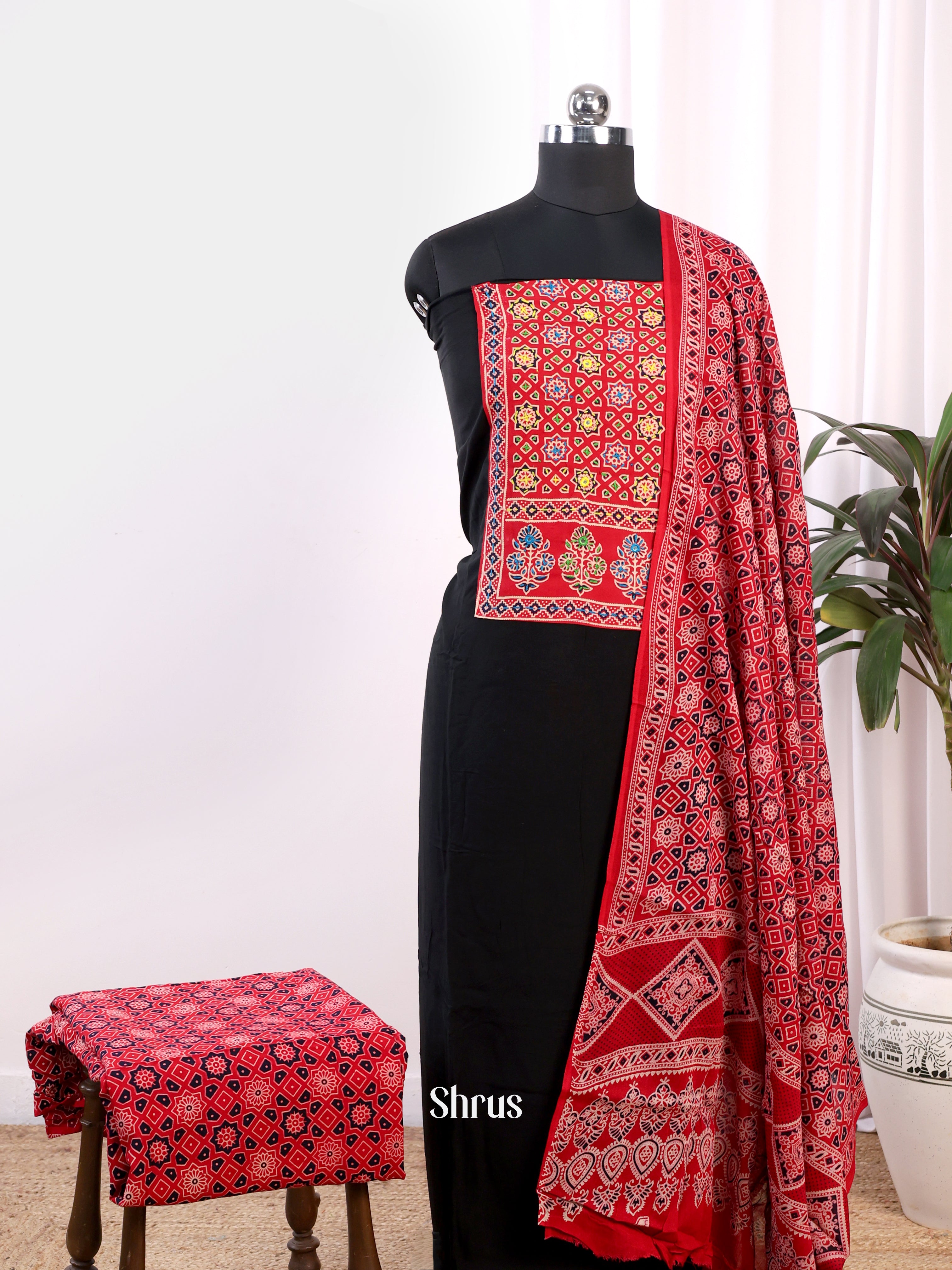 Black & Red- Ajrakh Salwar - Shop on Shrus.com