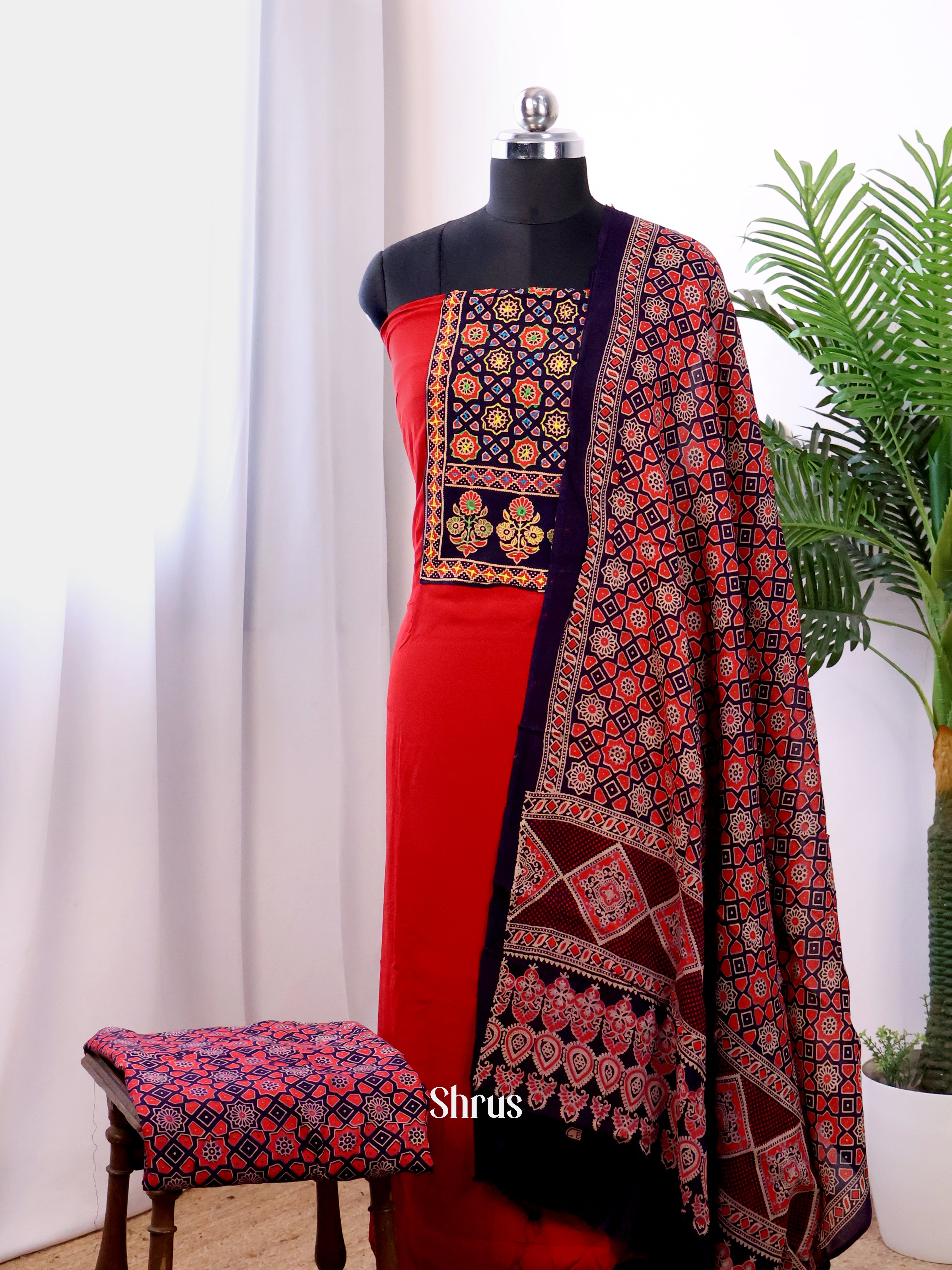 Red & Black - Ajrakh Salwar - Shop on Shrus.com