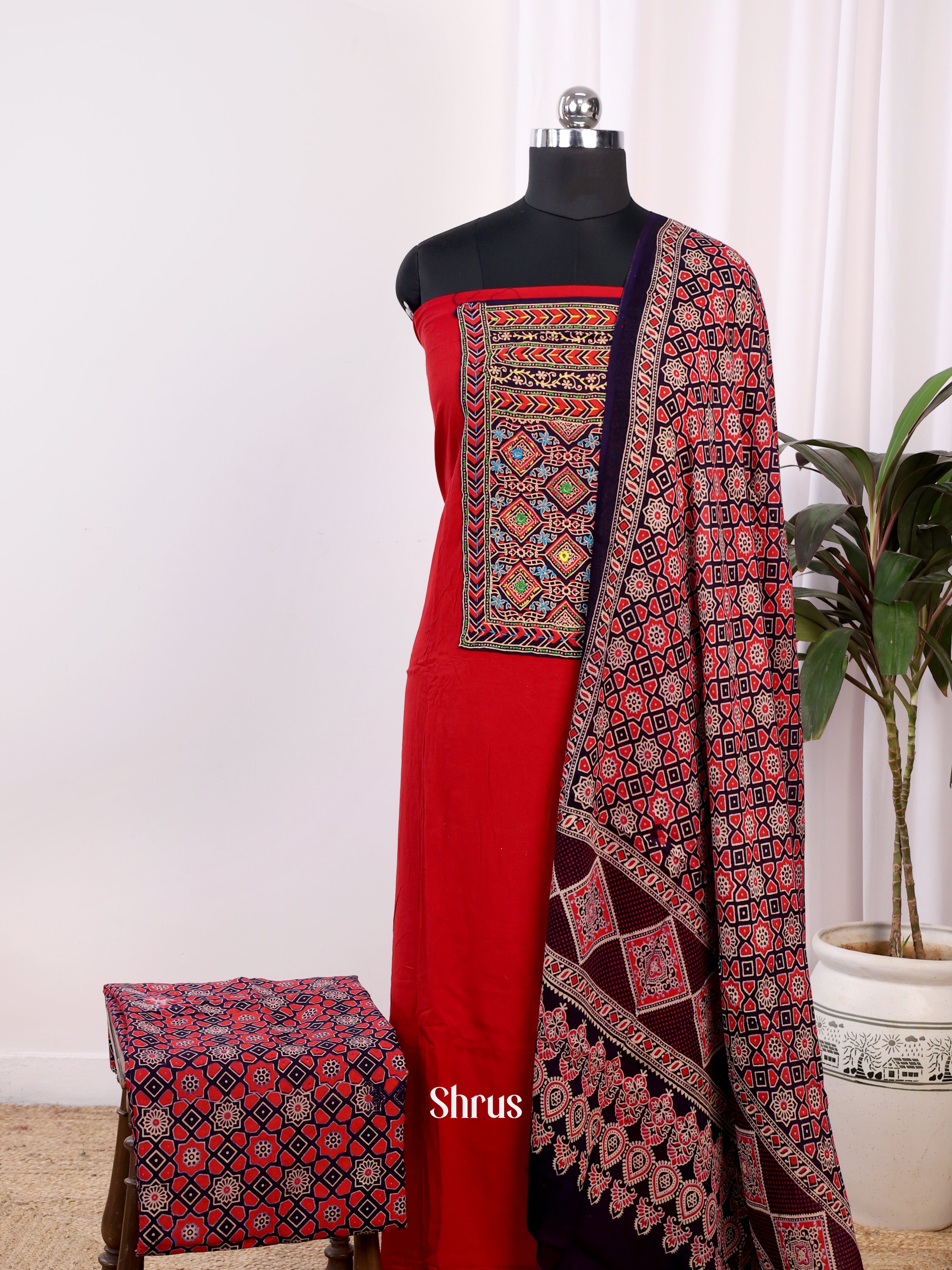 Red & Black - Ajrakh Salwar - Shop on Shrus.com
