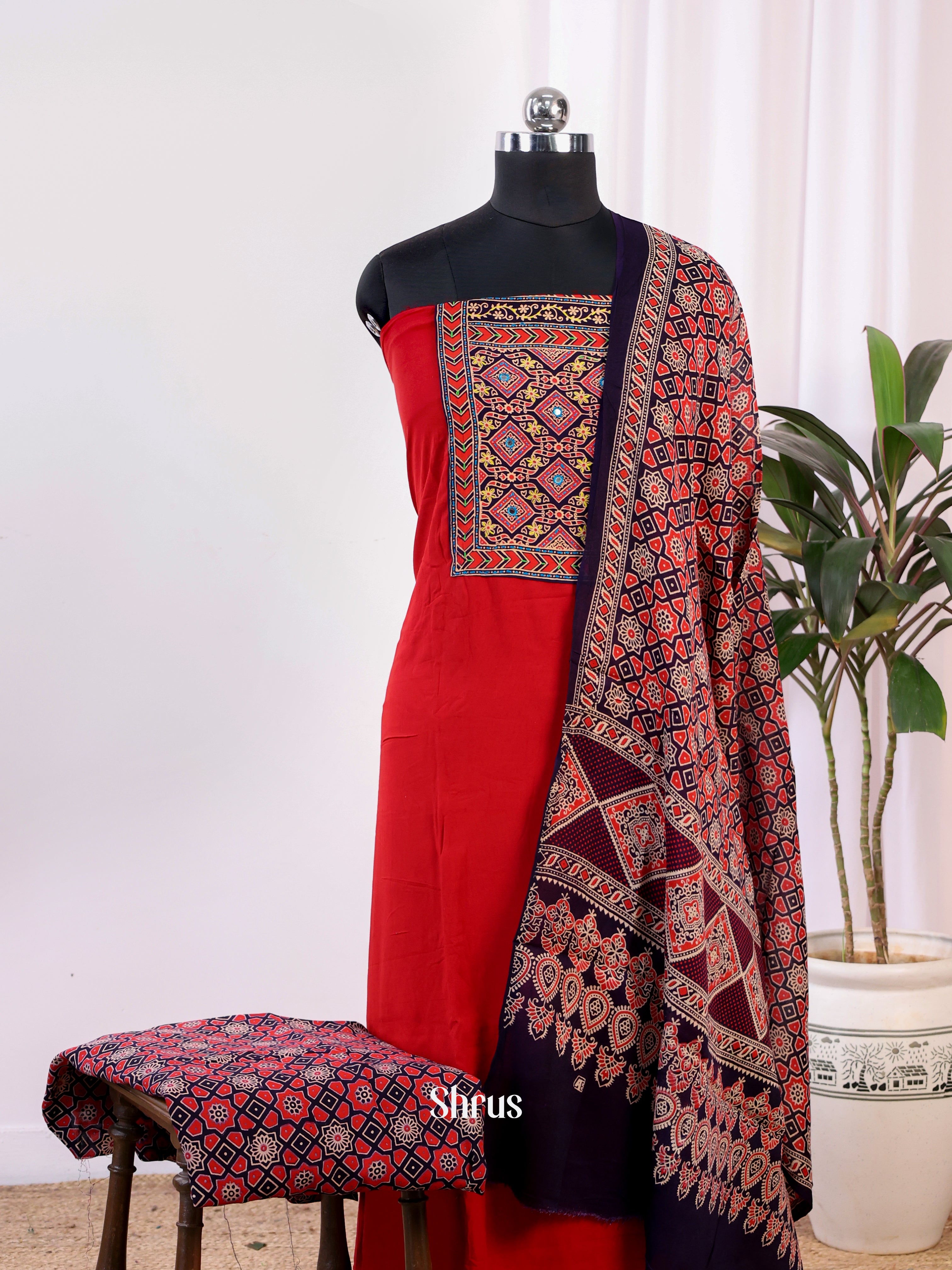 Red & Black - Ajrakh Salwar - Shop on Shrus.com