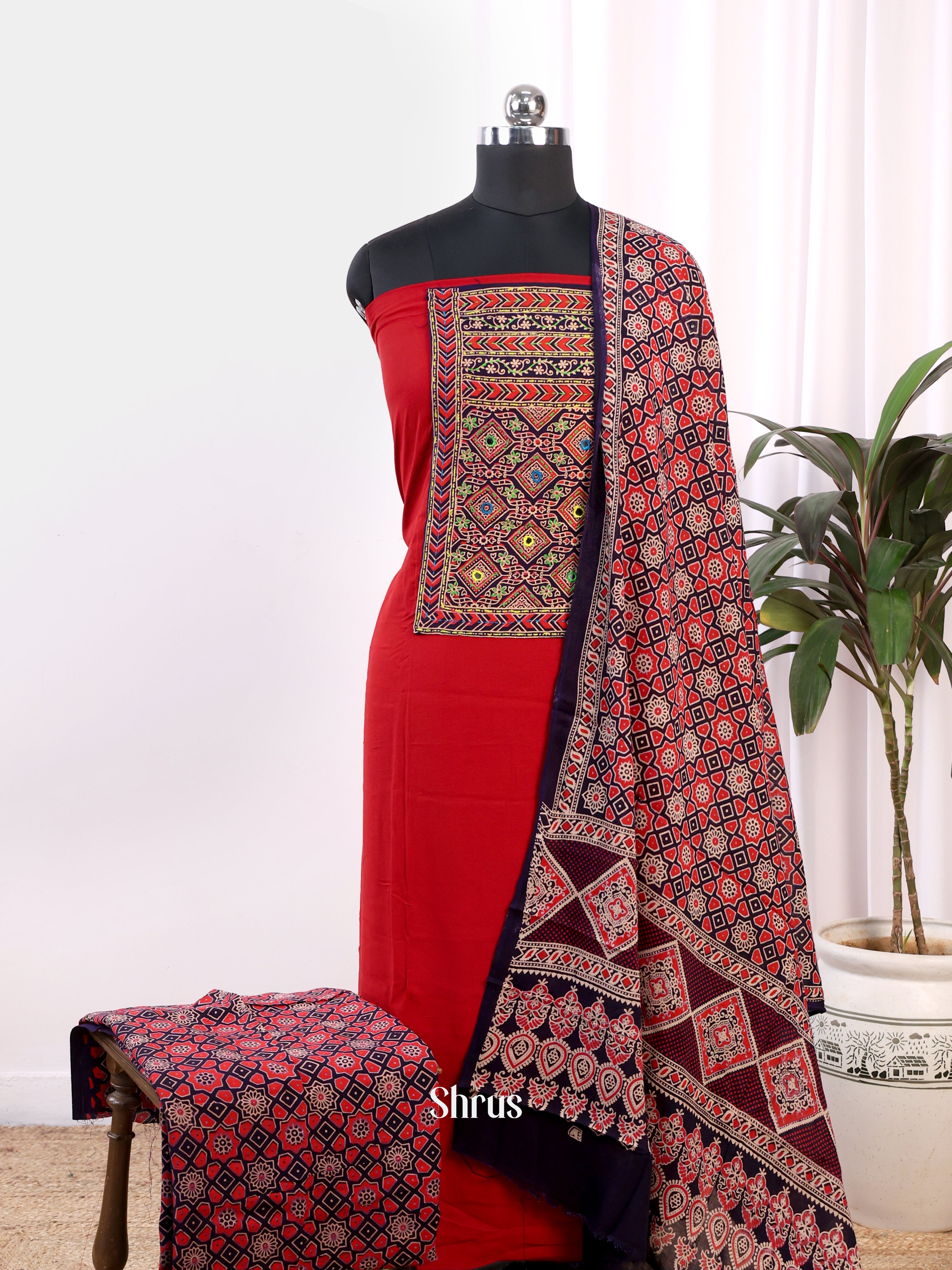 Red & Black - Ajrakh Salwar - Shop on Shrus.com