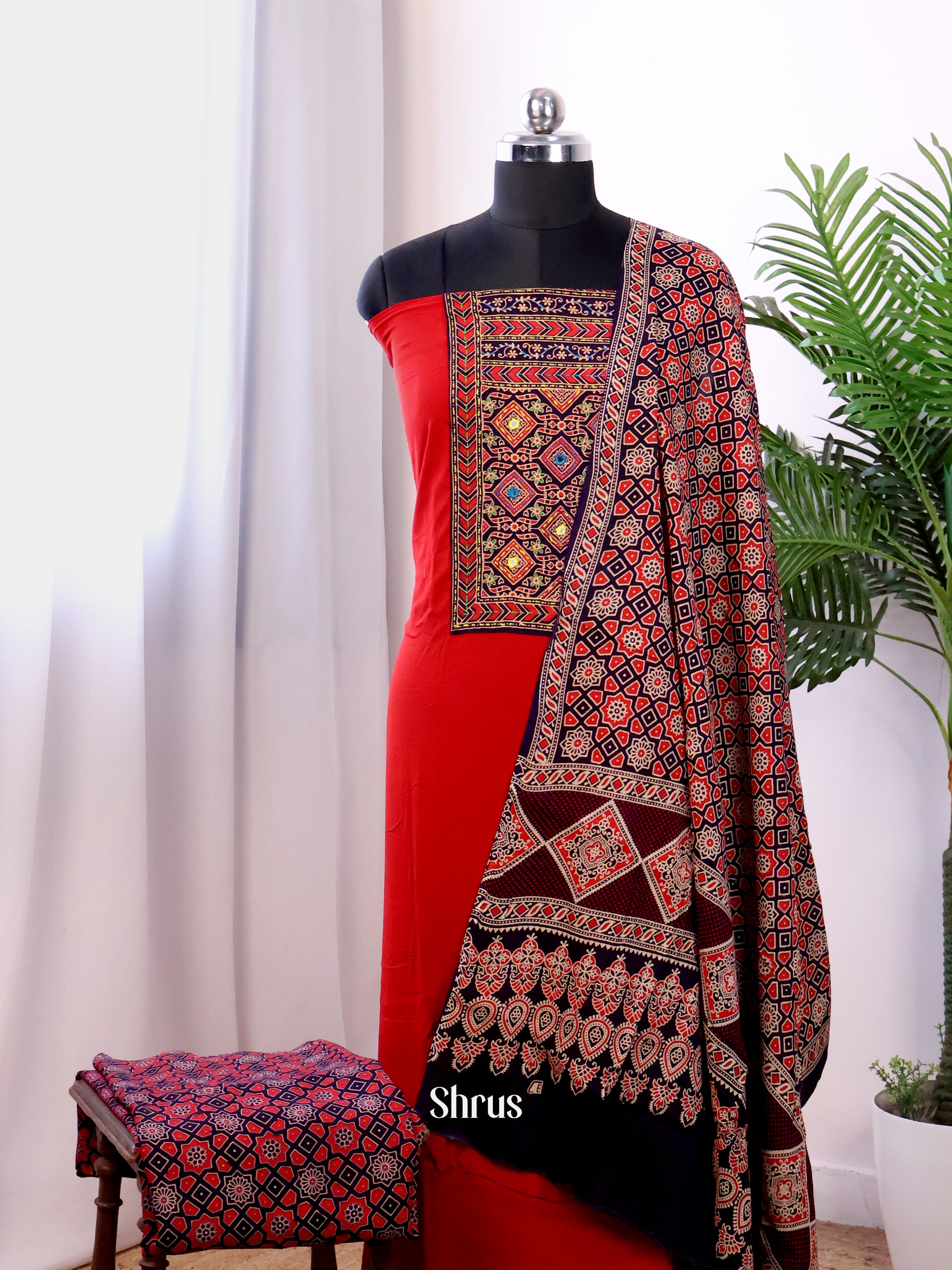 Red & Black - Ajrakh Salwar - Shop on Shrus.com
