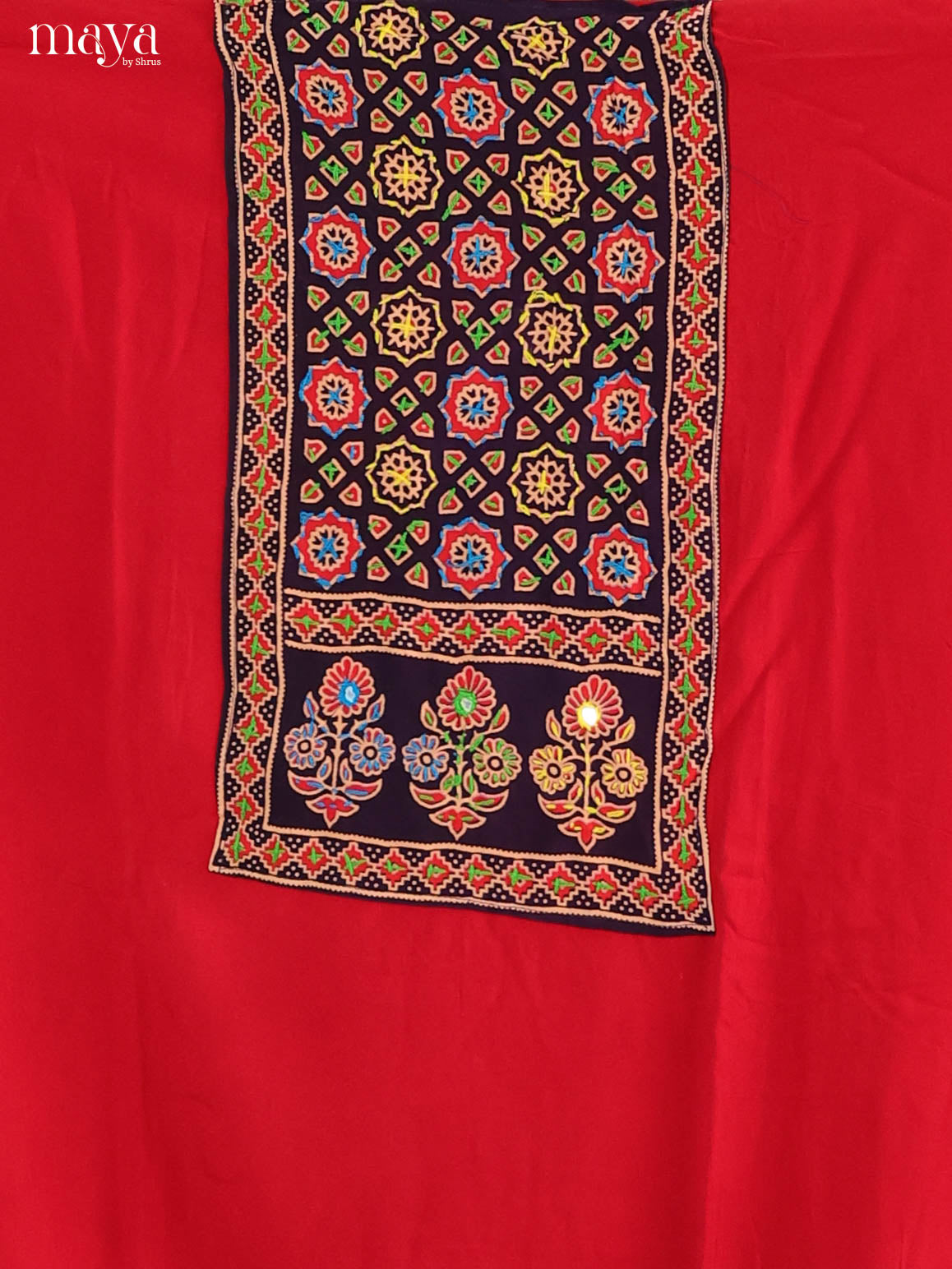 Black & Red- Ajrakh Salwar suit Top Bottom & Dupatta - CJS07089 - Shop on Shrus.com