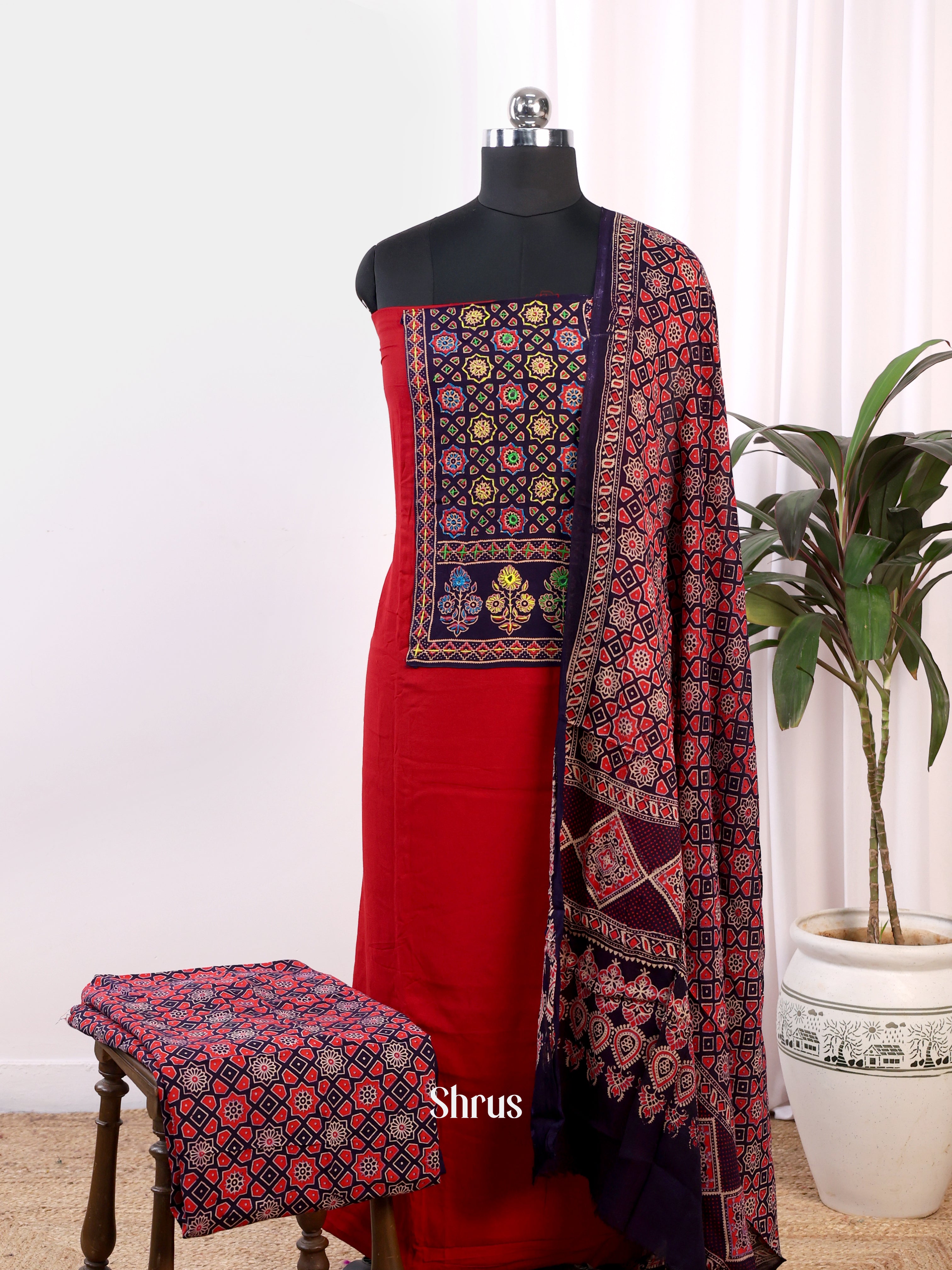 Red & Black - Ajrakh Salwar - Shop on Shrus.com
