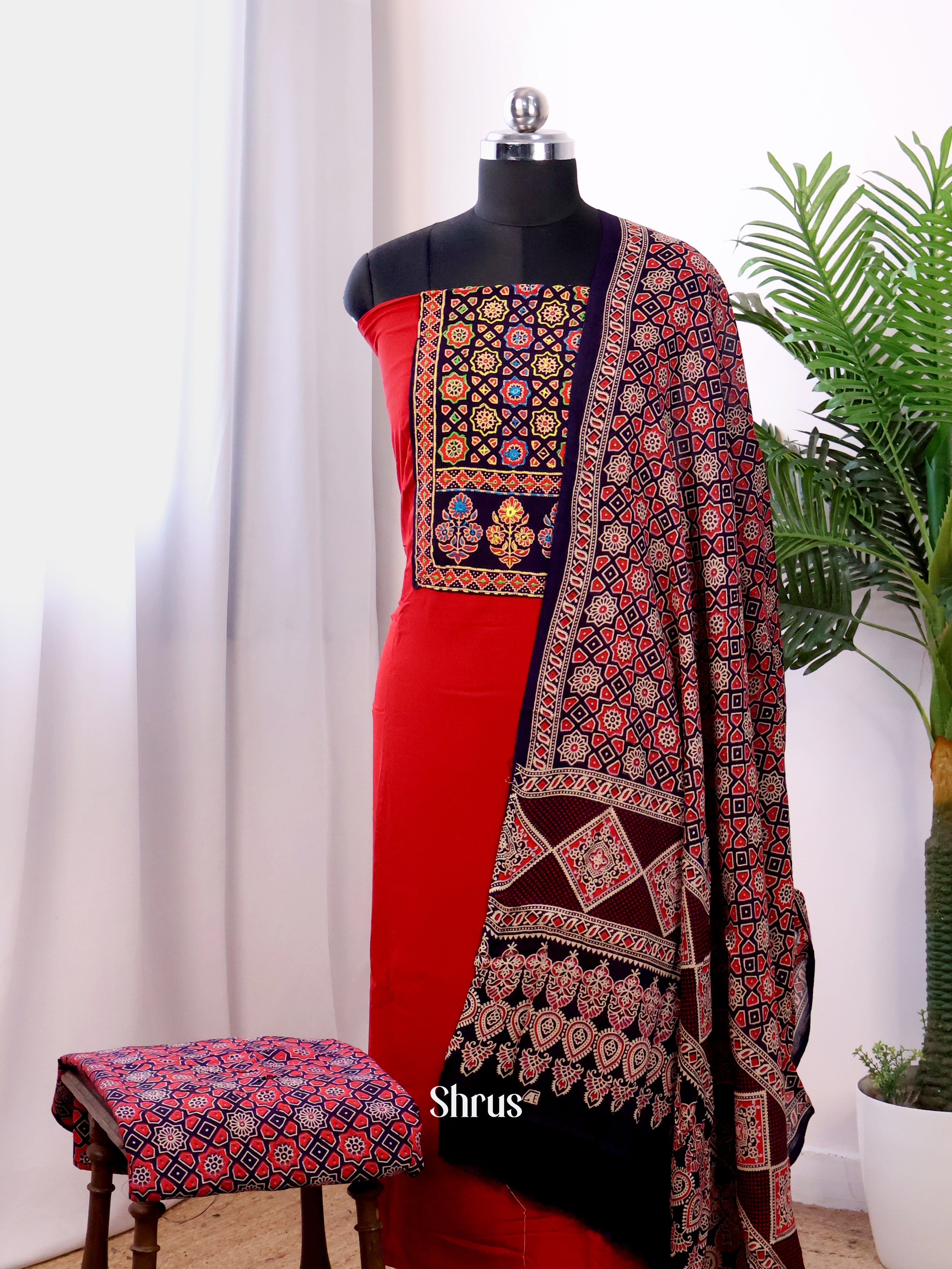 Red & Black - Ajrakh Salwar - Shop on Shrus.com