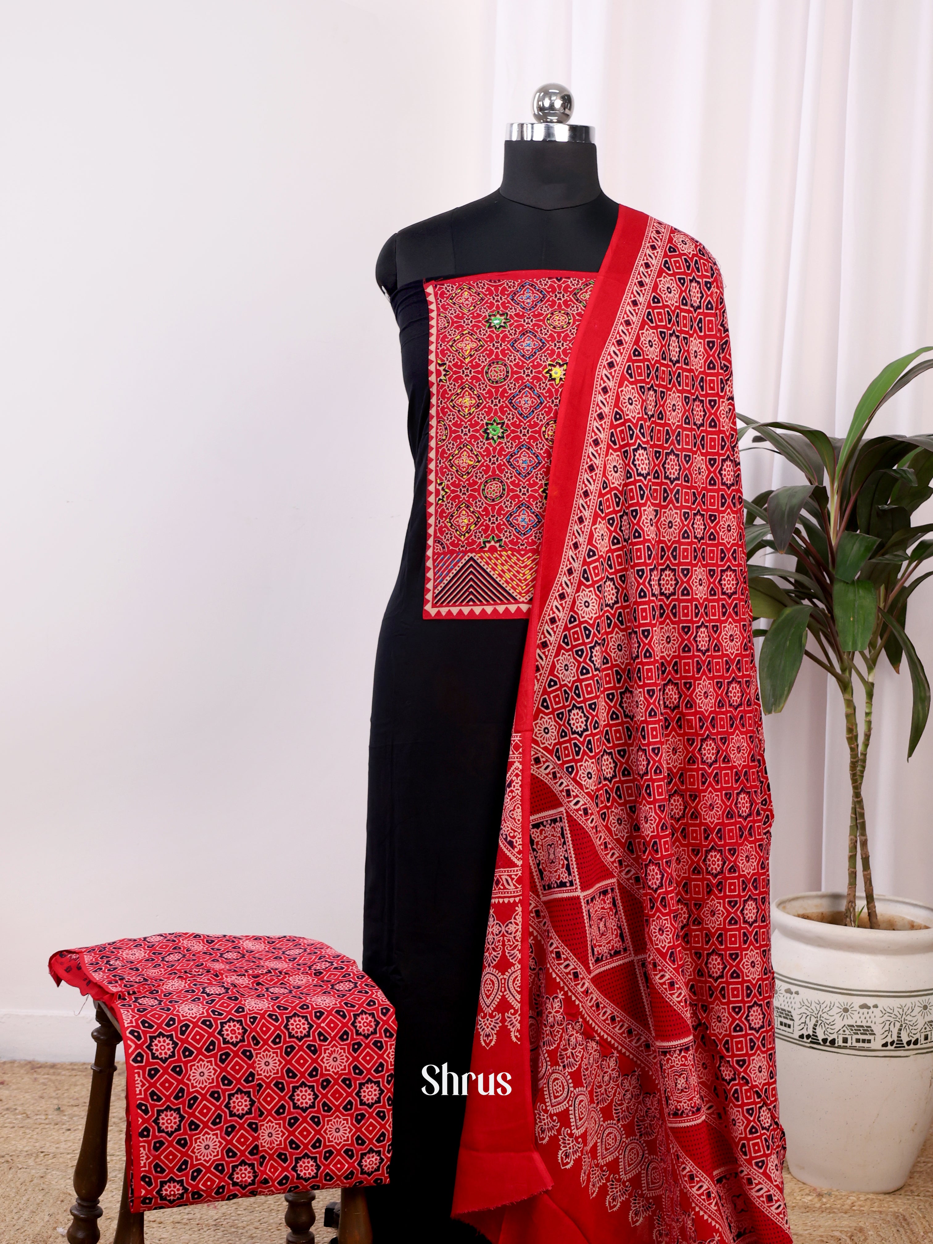 Black & Red- Ajrakh Salwar - Shop on Shrus.com
