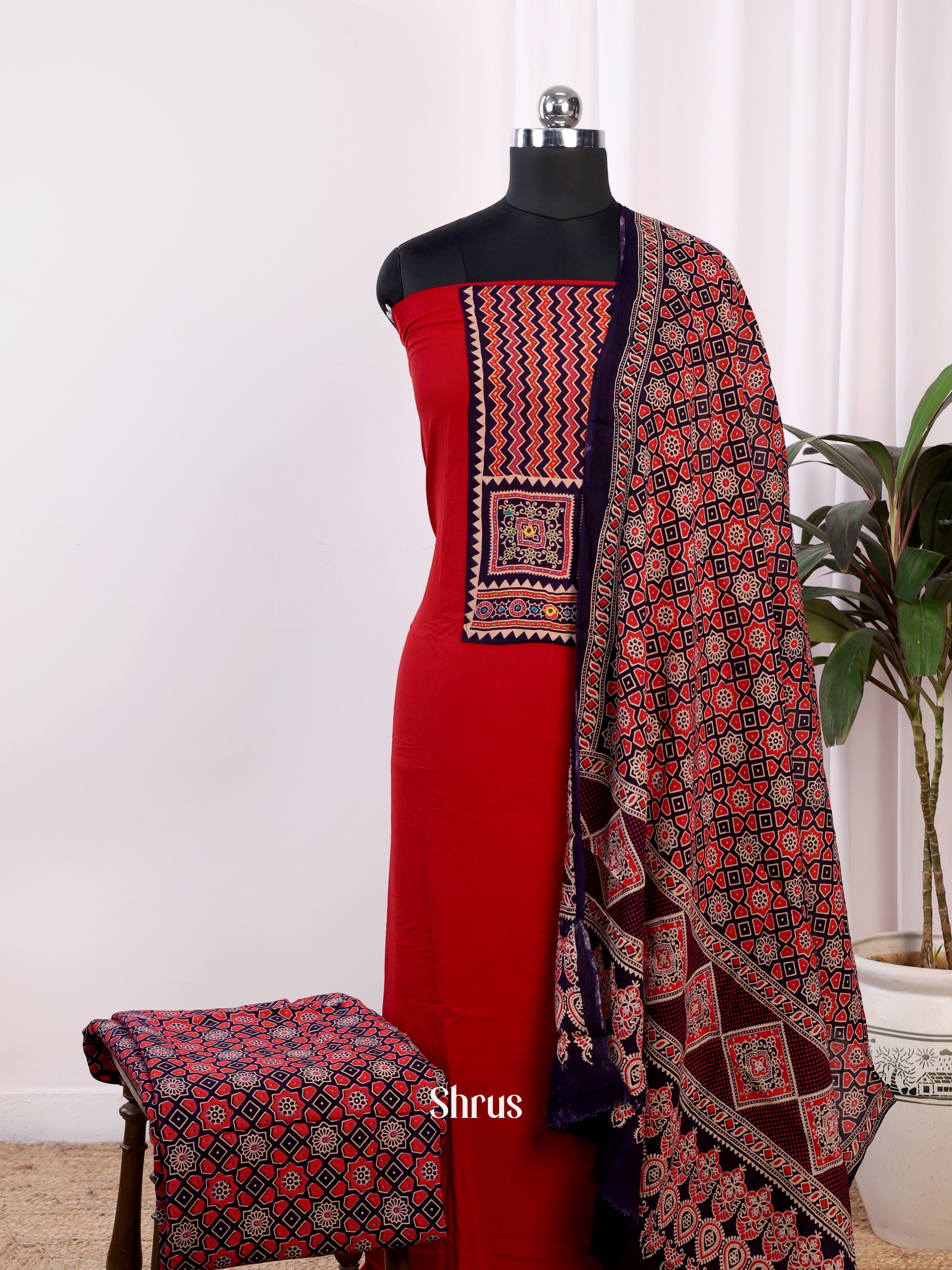 Red & Black - Ajrakh Salwar - Shop on Shrus.com