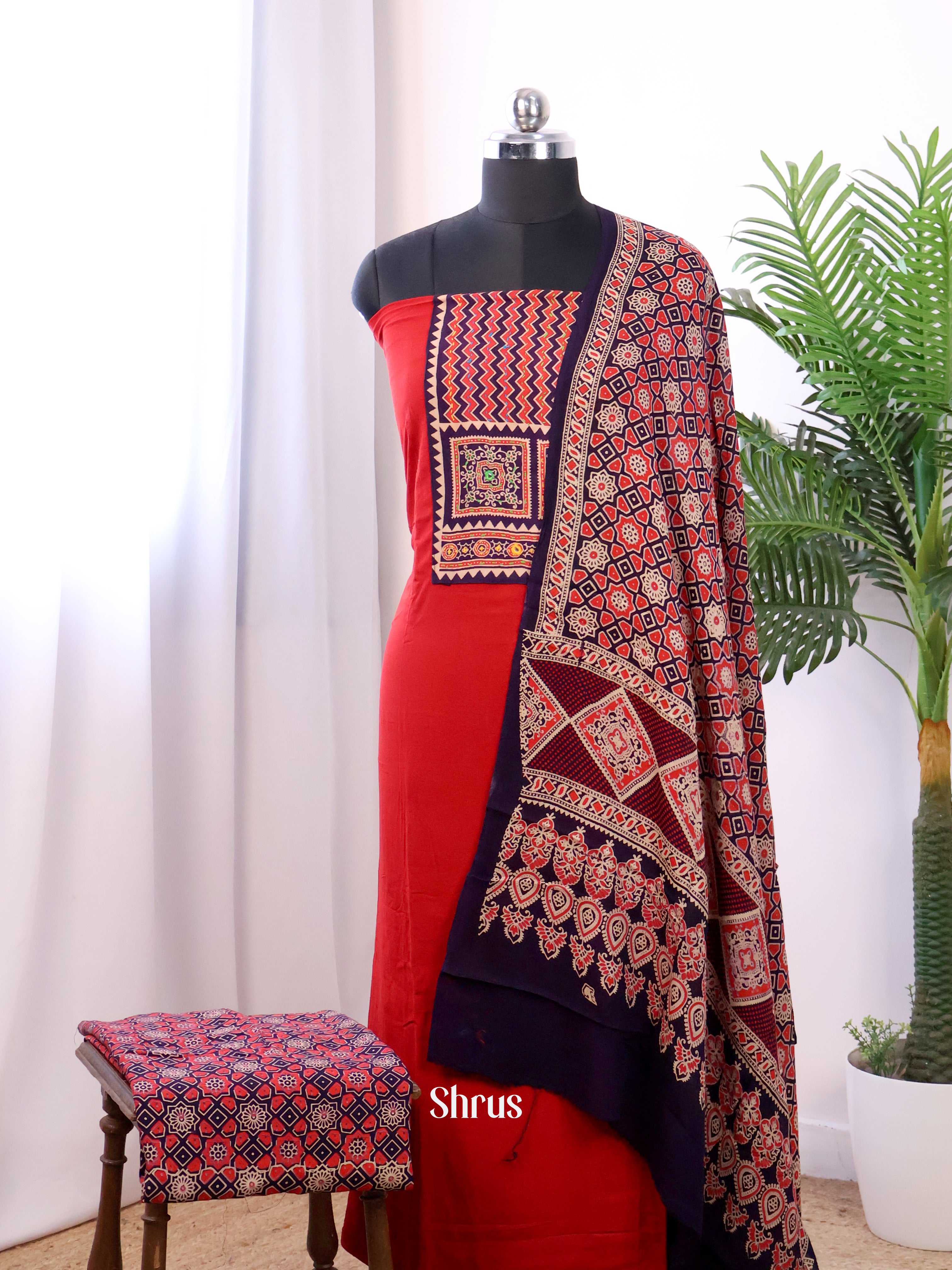 Red & Black - Ajrakh Salwar - Shop on Shrus.com