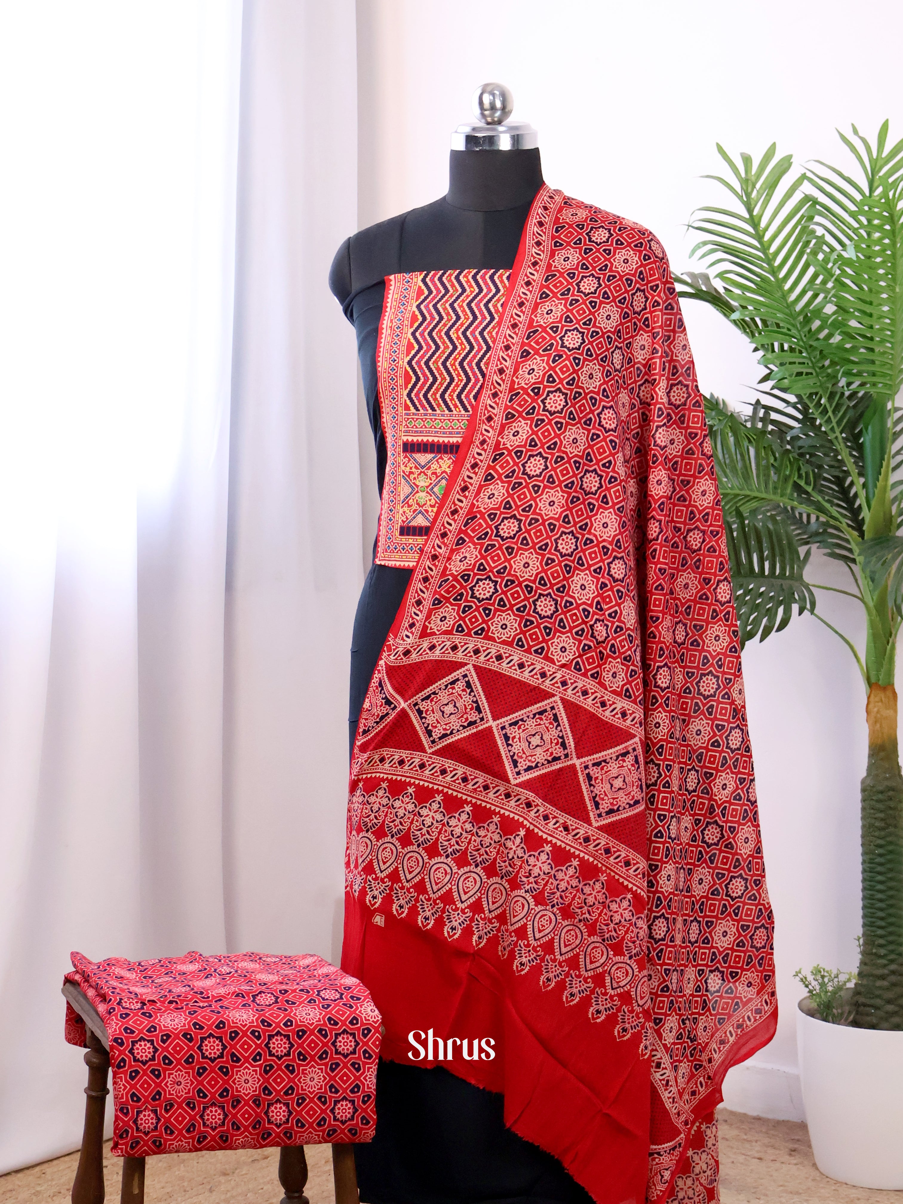 Black & Red - Ajrakh Salwar - Shop on Shrus.com
