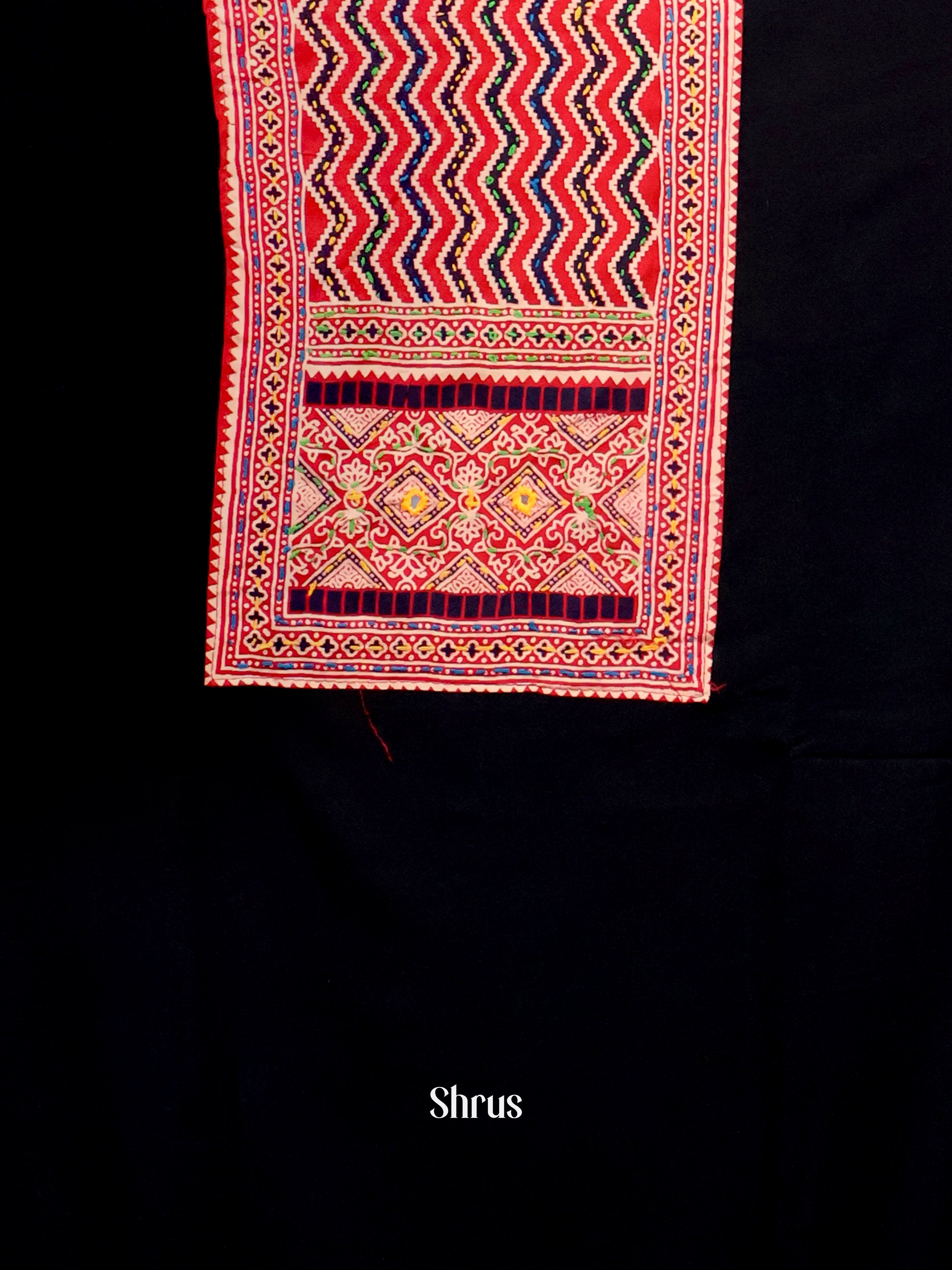 Black & Red- Ajrakh Salwar Unstitched Top, Bottom & Dupatta - CJS07098 - Shop on Shrus.com