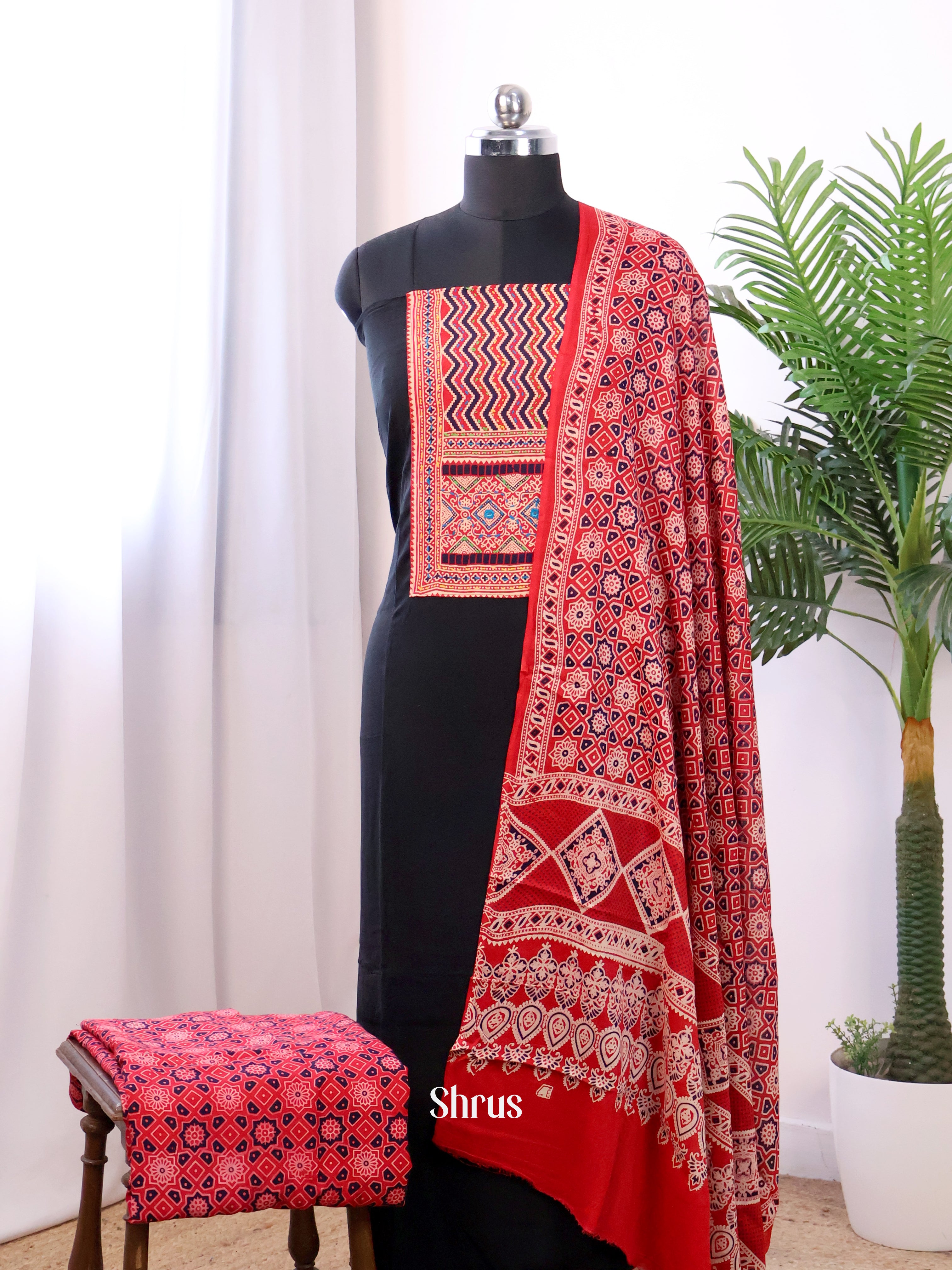 Black & Red - Ajrakh Salwar - Shop on Shrus.com