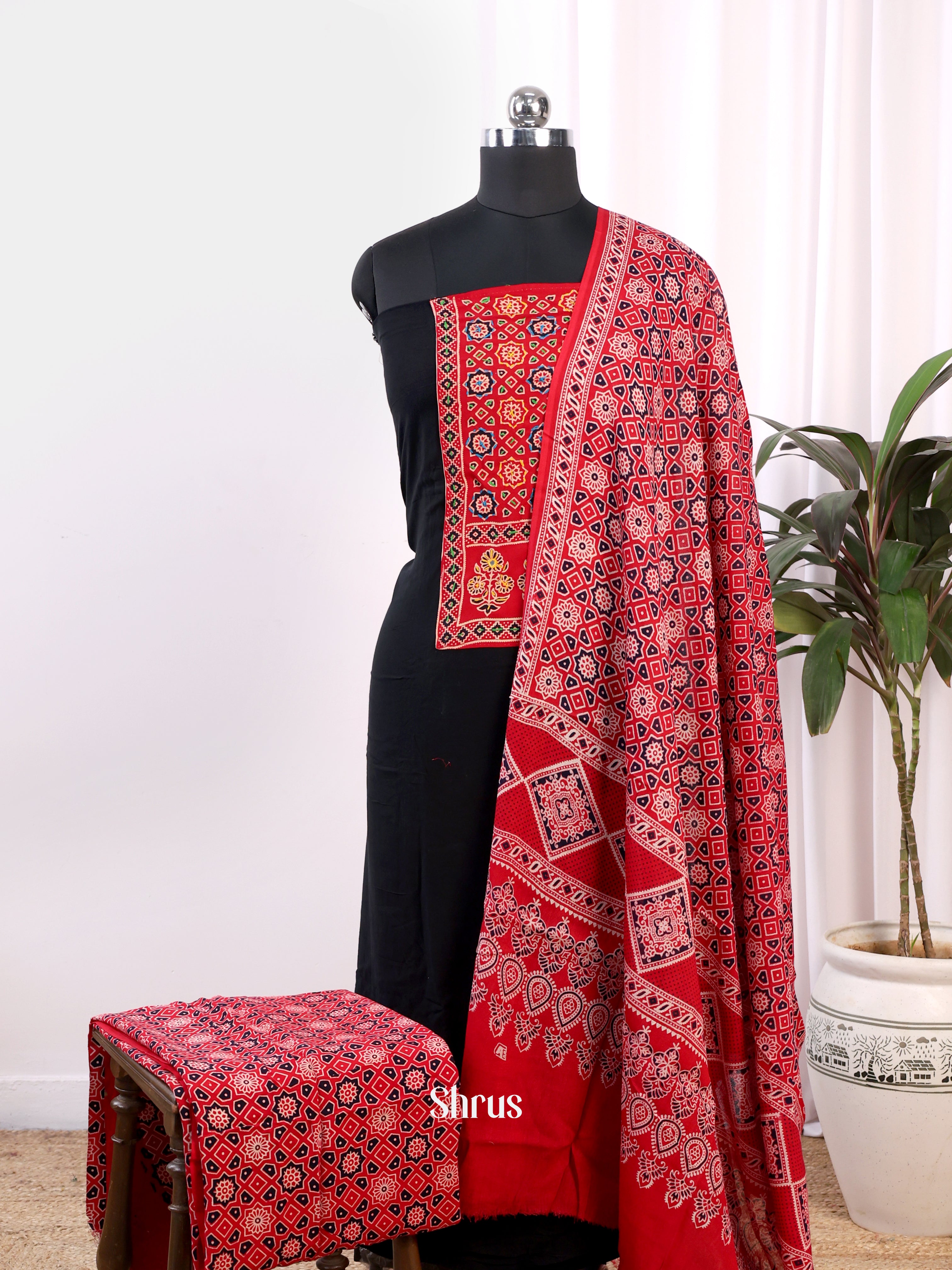 Black & Red - Ajrakh Salwar - Shop on Shrus.com