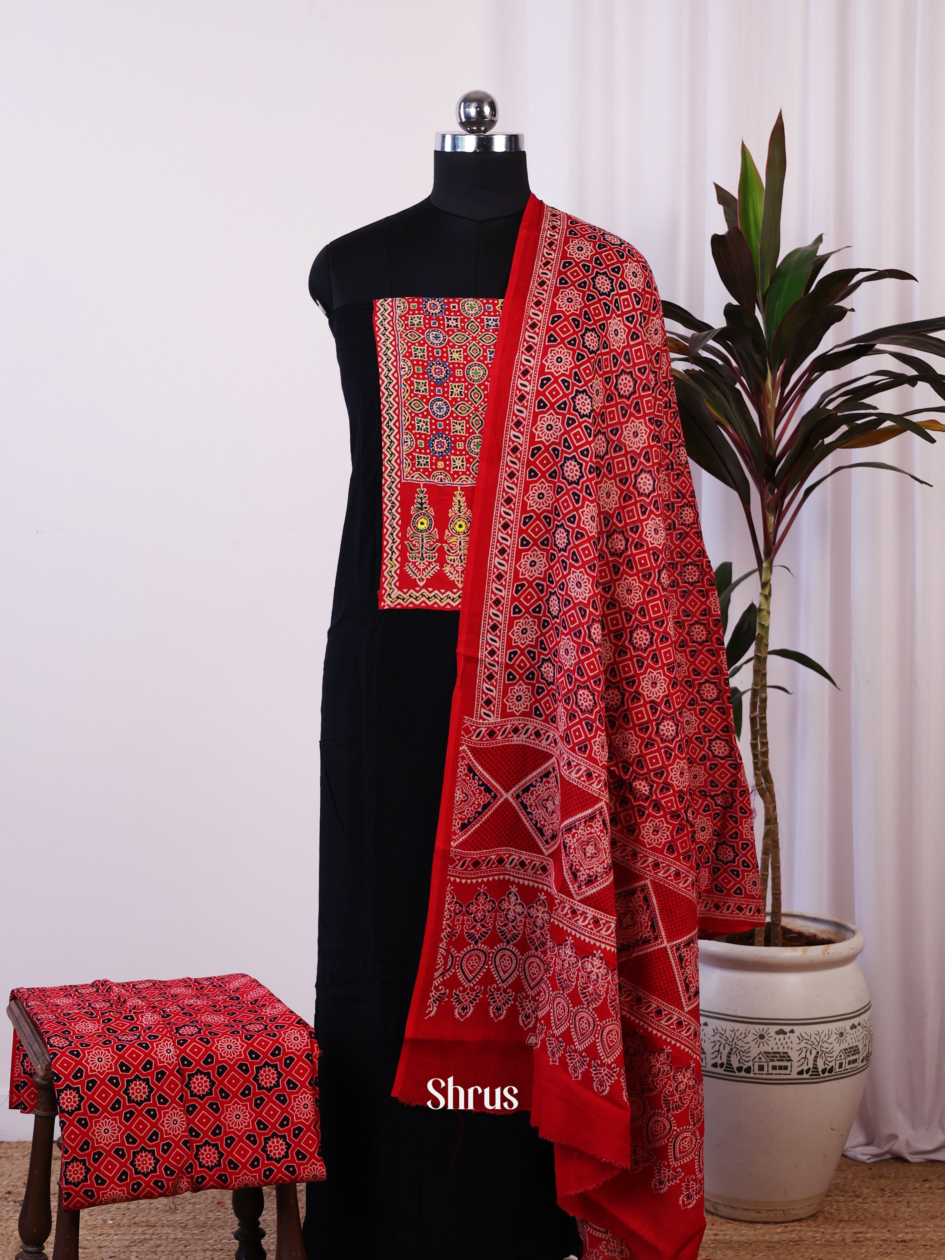 Black & Red- Ajrakh Salwar - Shop on Shrus.com