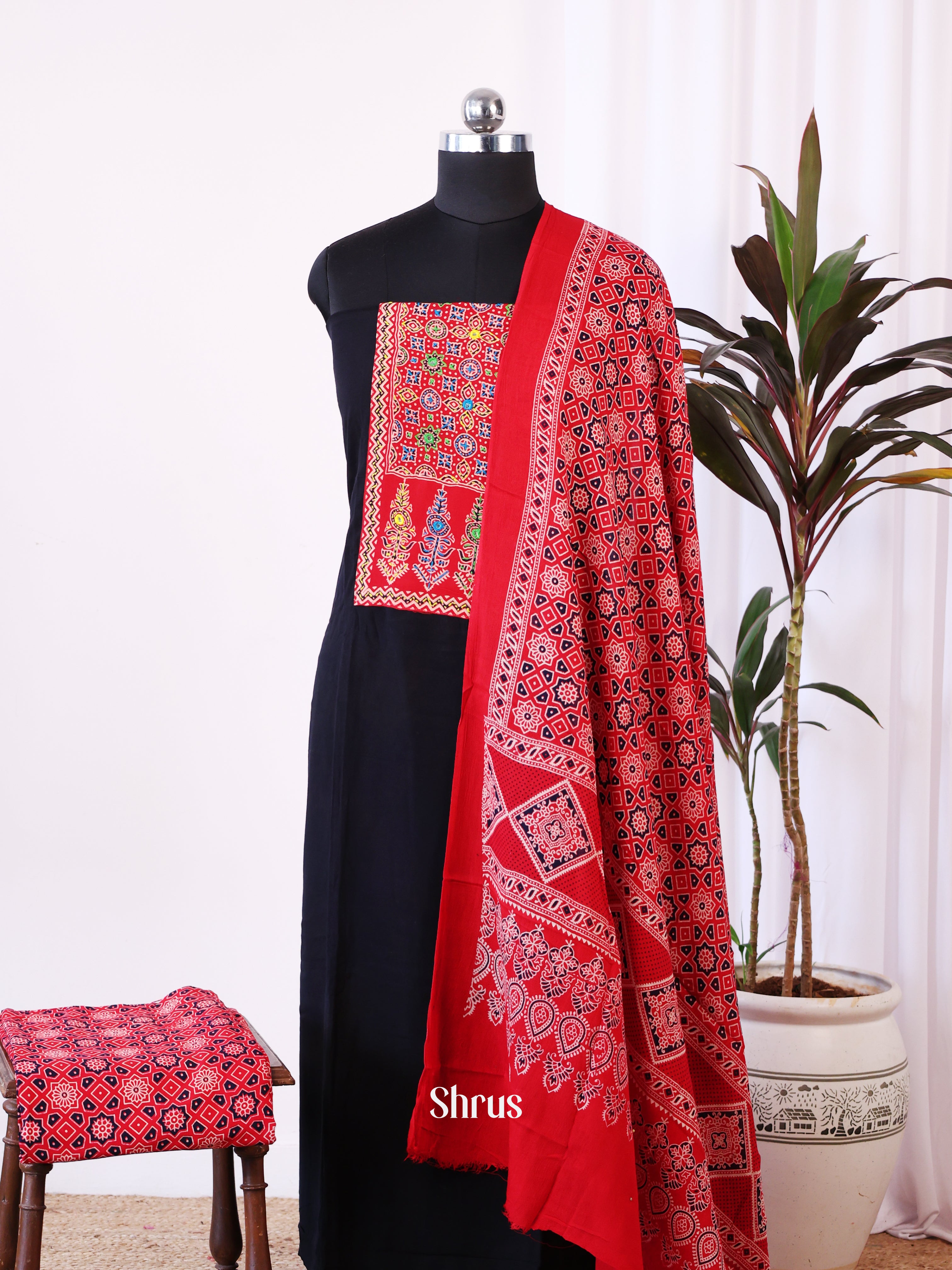 Black & Red - Ajrakh Salwar - Shop on Shrus.com