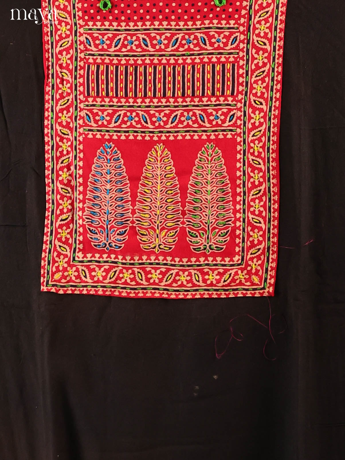 Black & Red- Ajrakh Salwar Unstitched Top, Bottom & Dupatta - CJS07105 - Shop on Shrus.com
