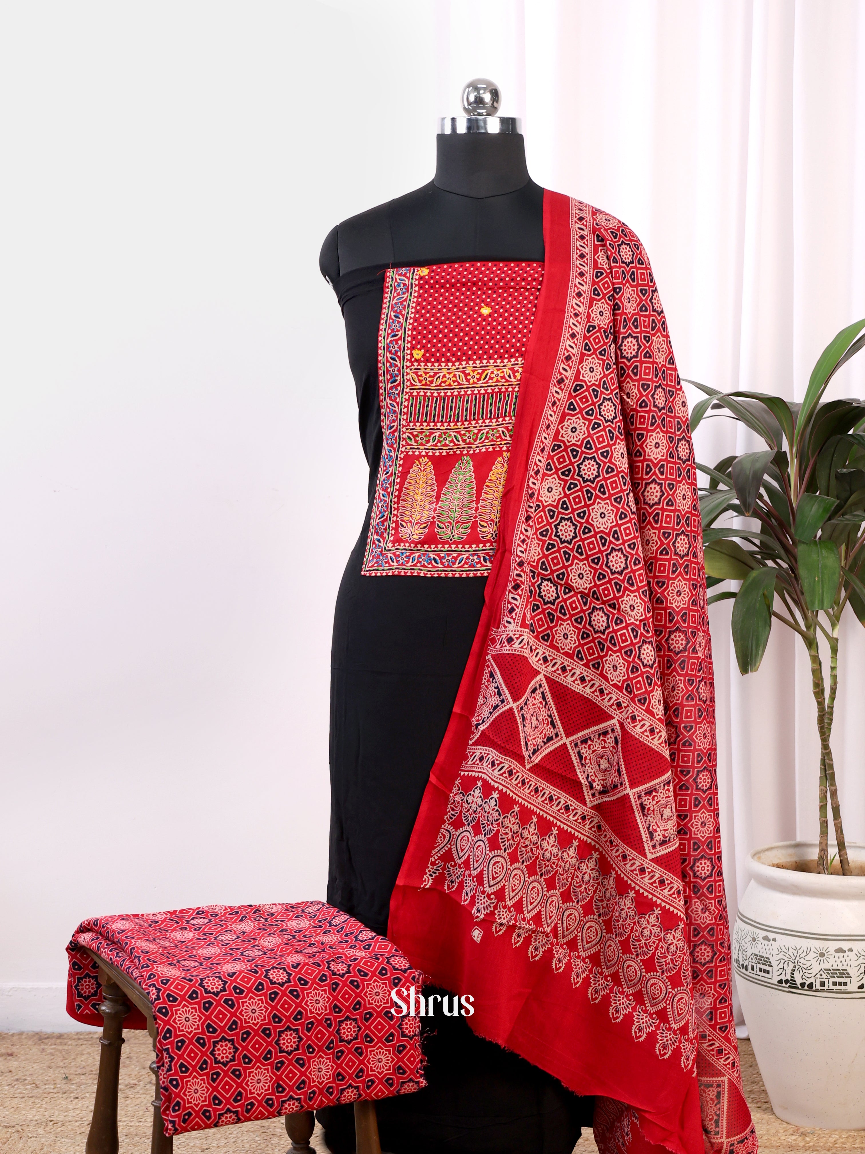 Black & Red - Ajrakh Salwar - Shop on Shrus.com