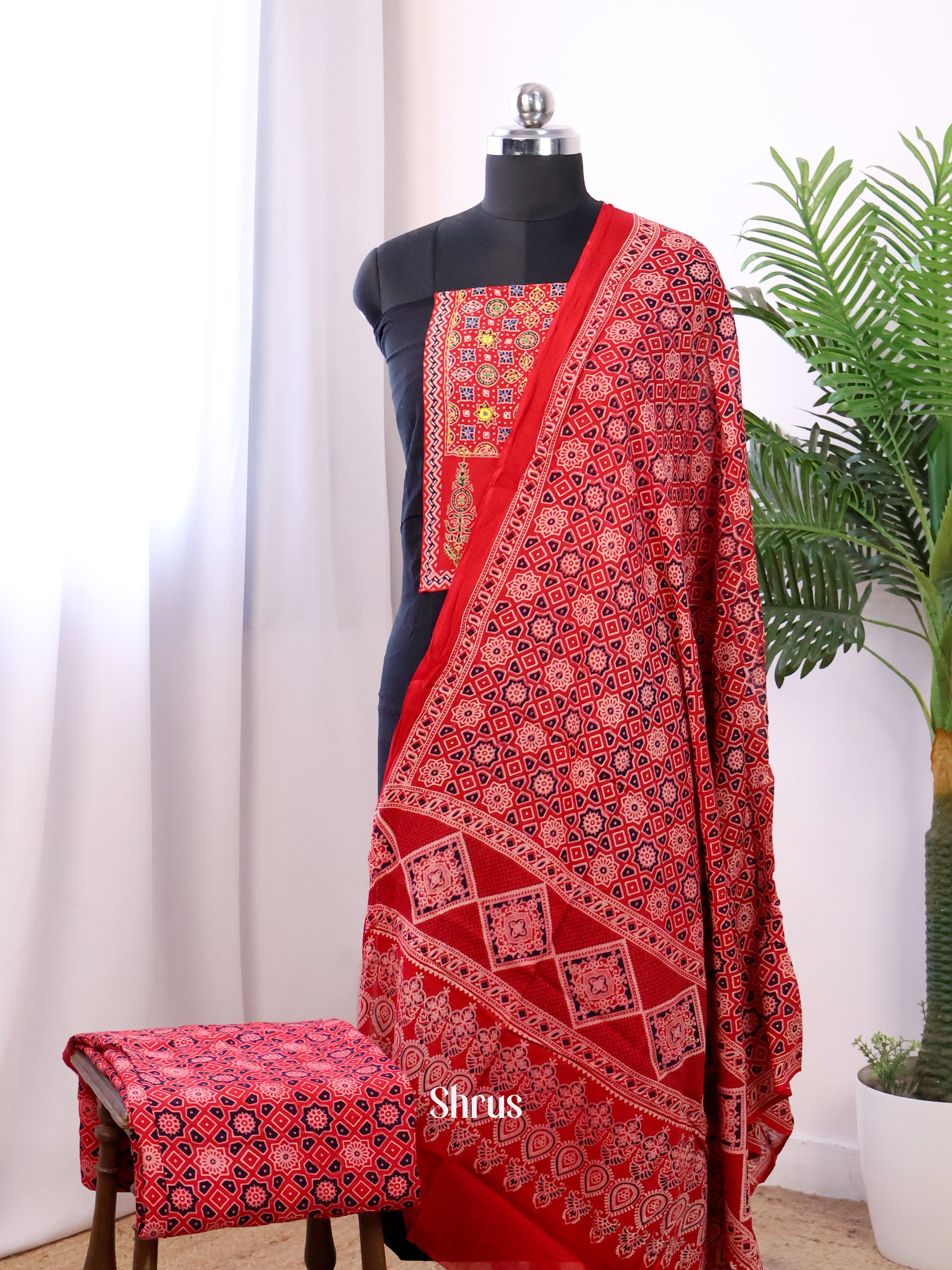 Black & Red - Ajrakh Salwar - Shop on Shrus.com