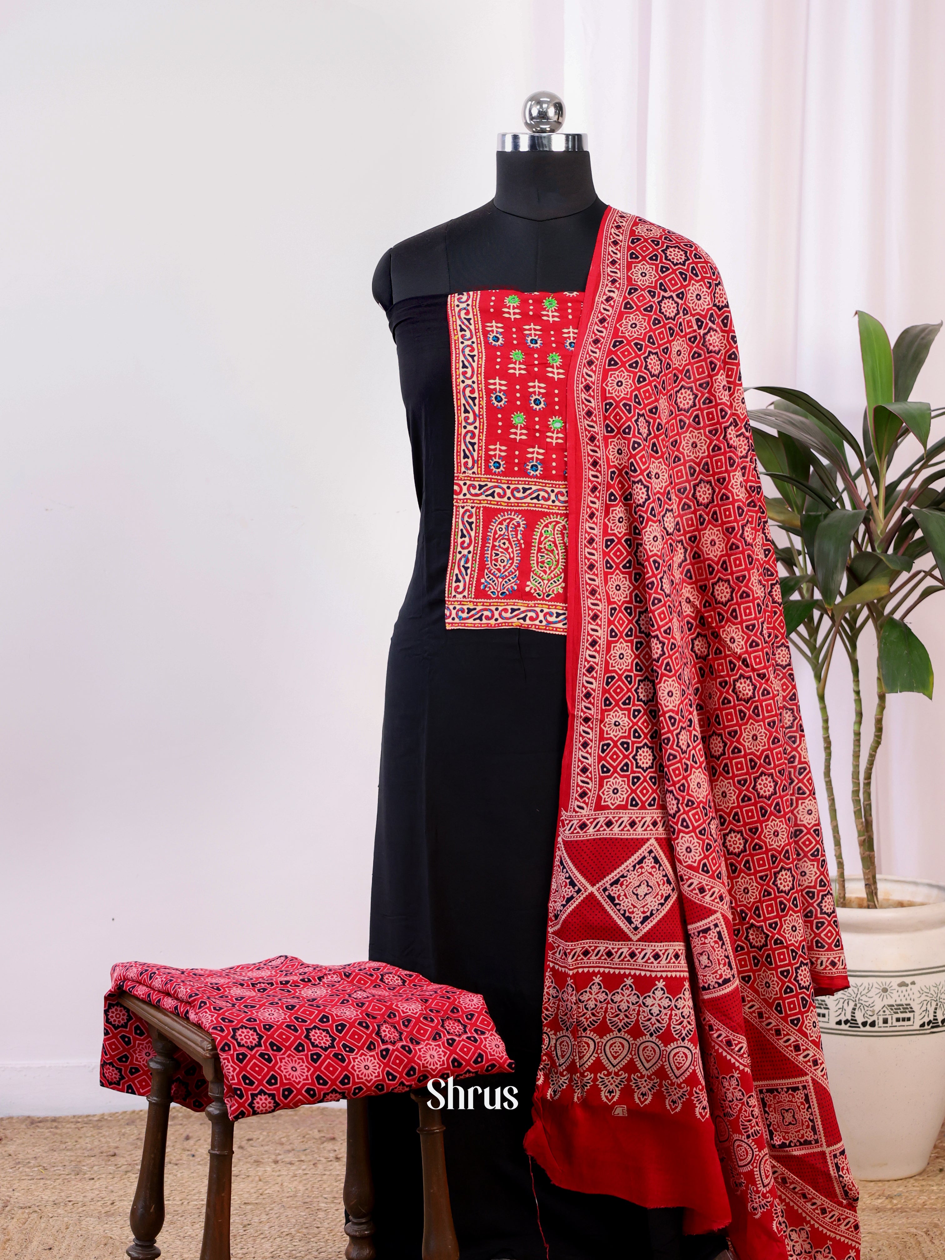 Black & Red - Ajrakh Salwar - Shop on Shrus.com