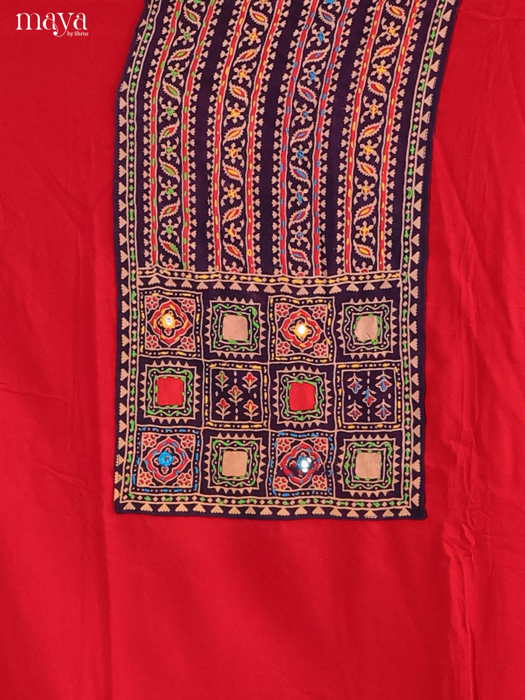 Black & Red- Ajrakh Salwar suit Top Bottom & Dupatta - CJS07116 - Shop on Shrus.com