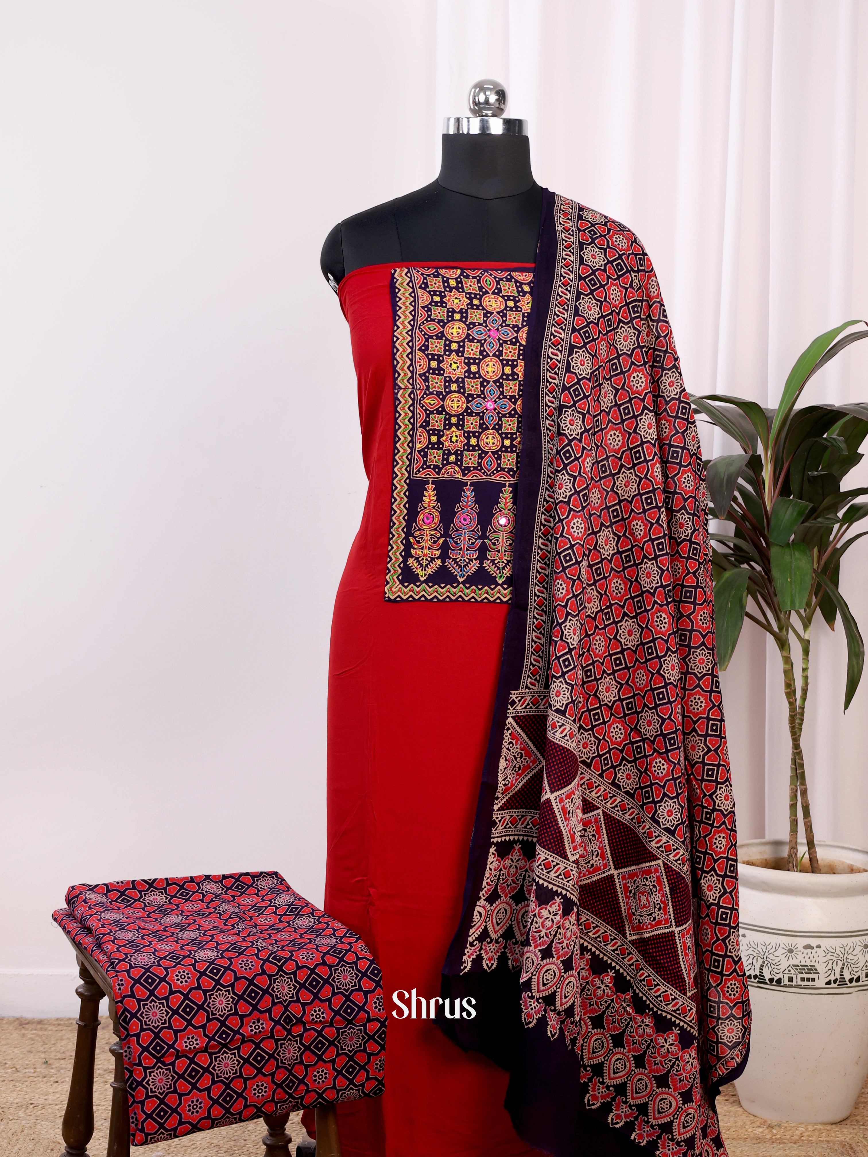 Red & Black - Ajrakh Salwar - Shop on Shrus.com