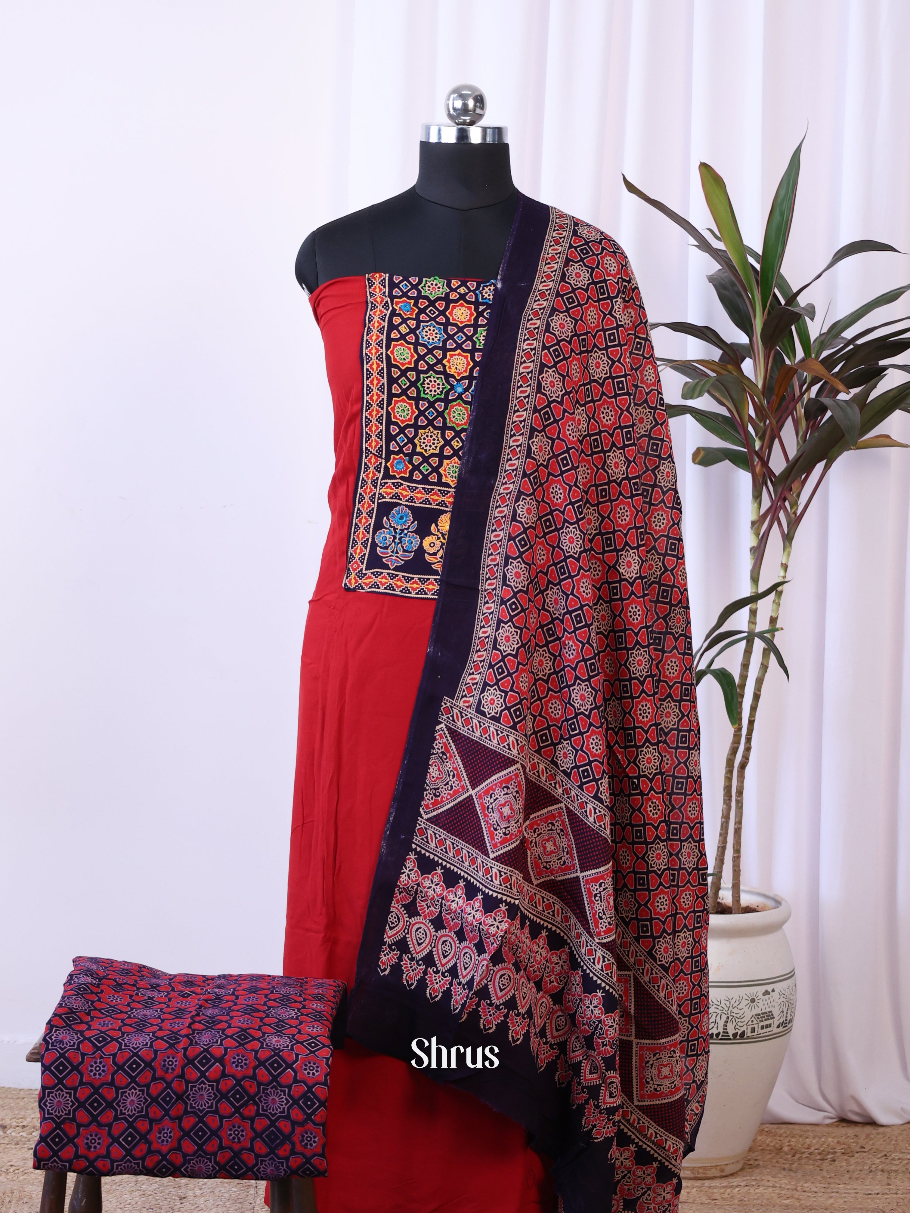 Red & Black - Ajrakh Salwar - Shop on Shrus.com