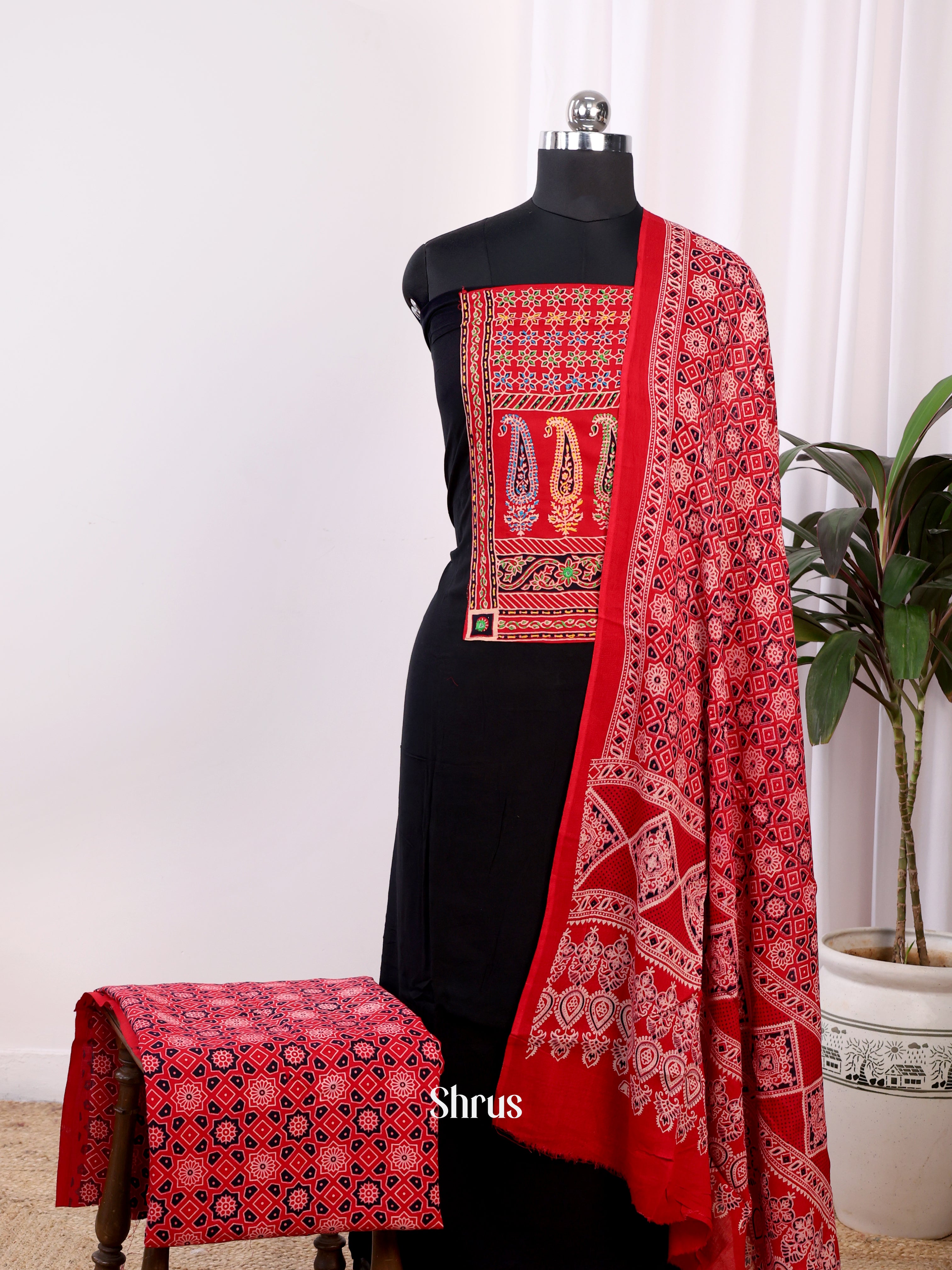 Black & Red- Ajrakh Salwar - Shop on Shrus.com