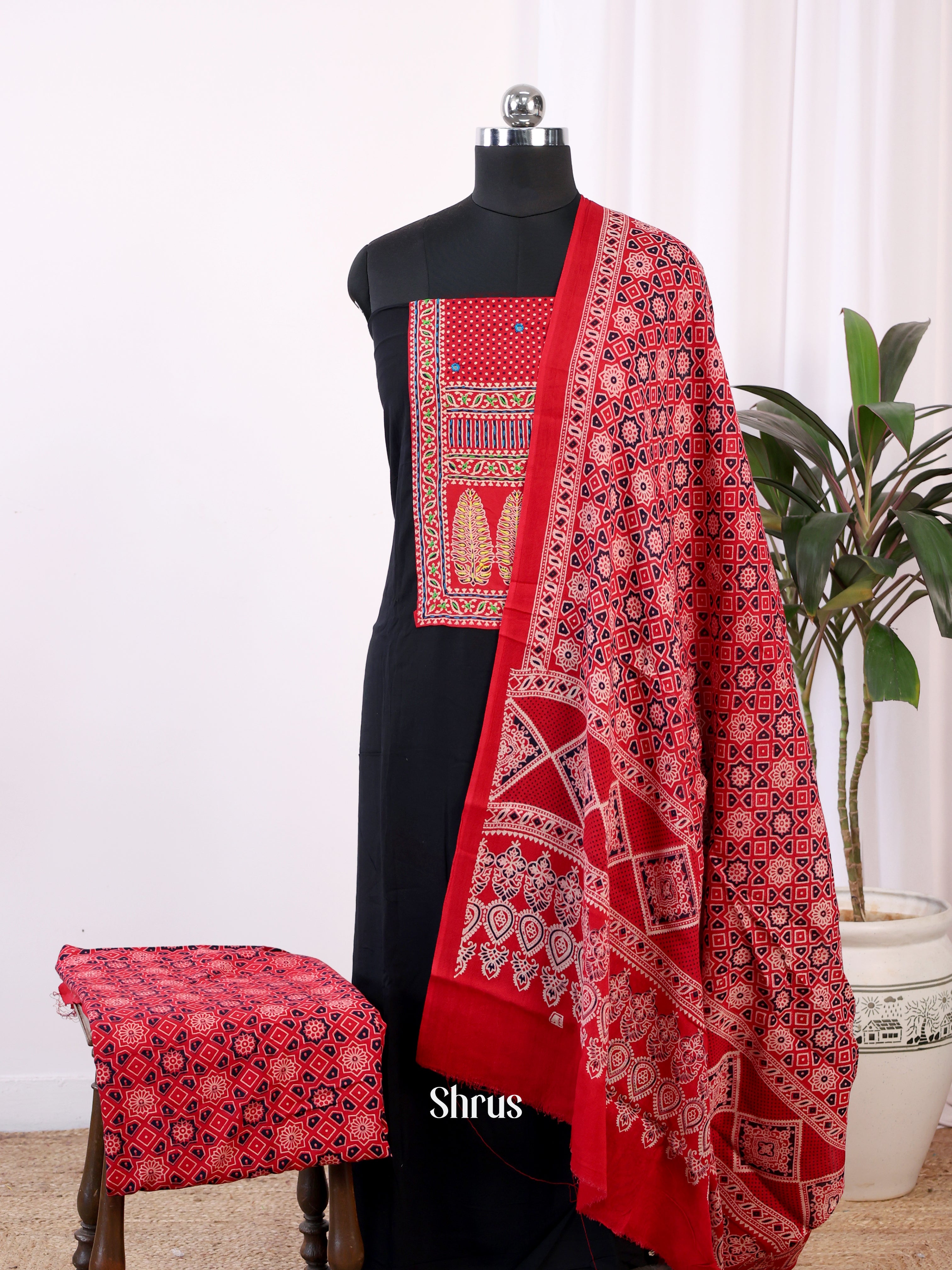Black & Red - Ajrakh Salwar - Shop on Shrus.com