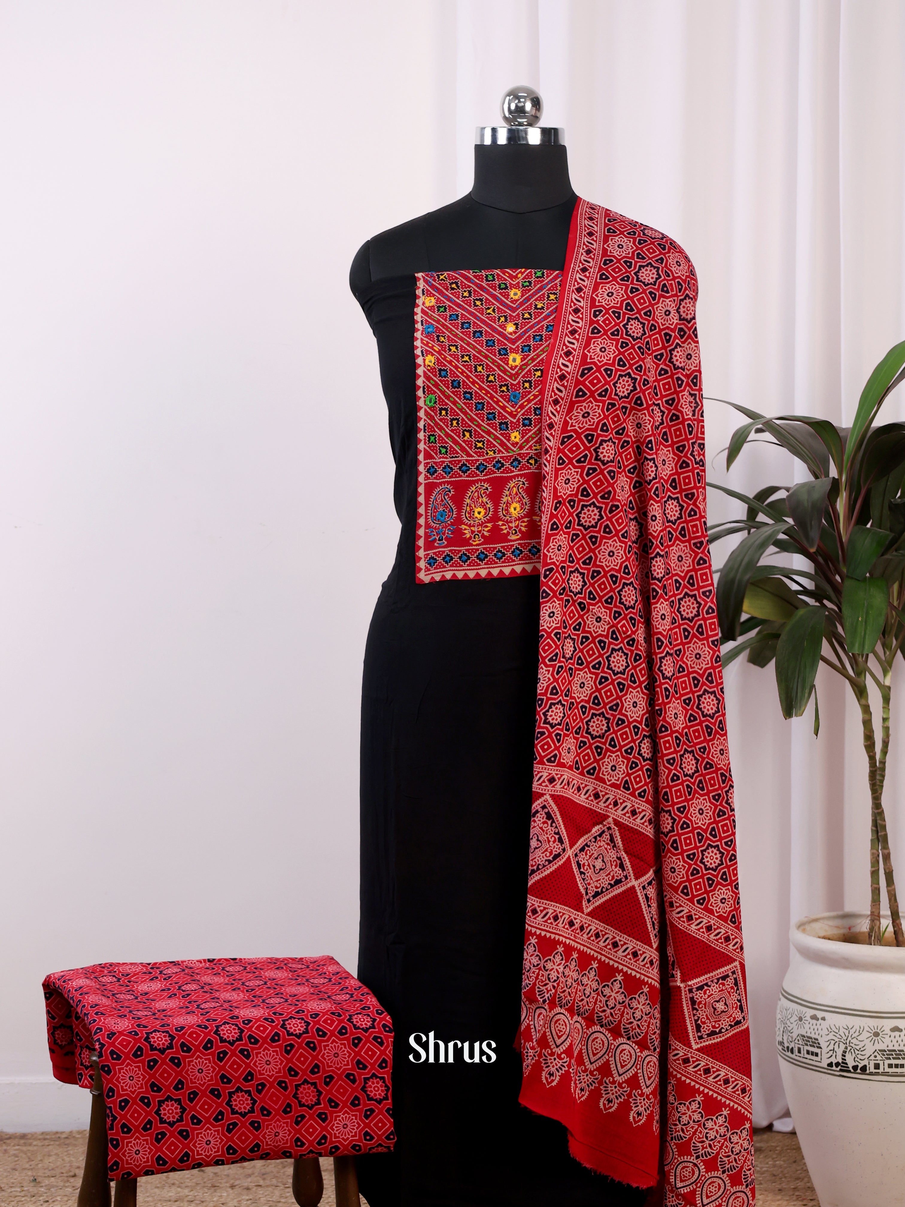 Black & Red - Ajrakh Salwar - Shop on Shrus.com