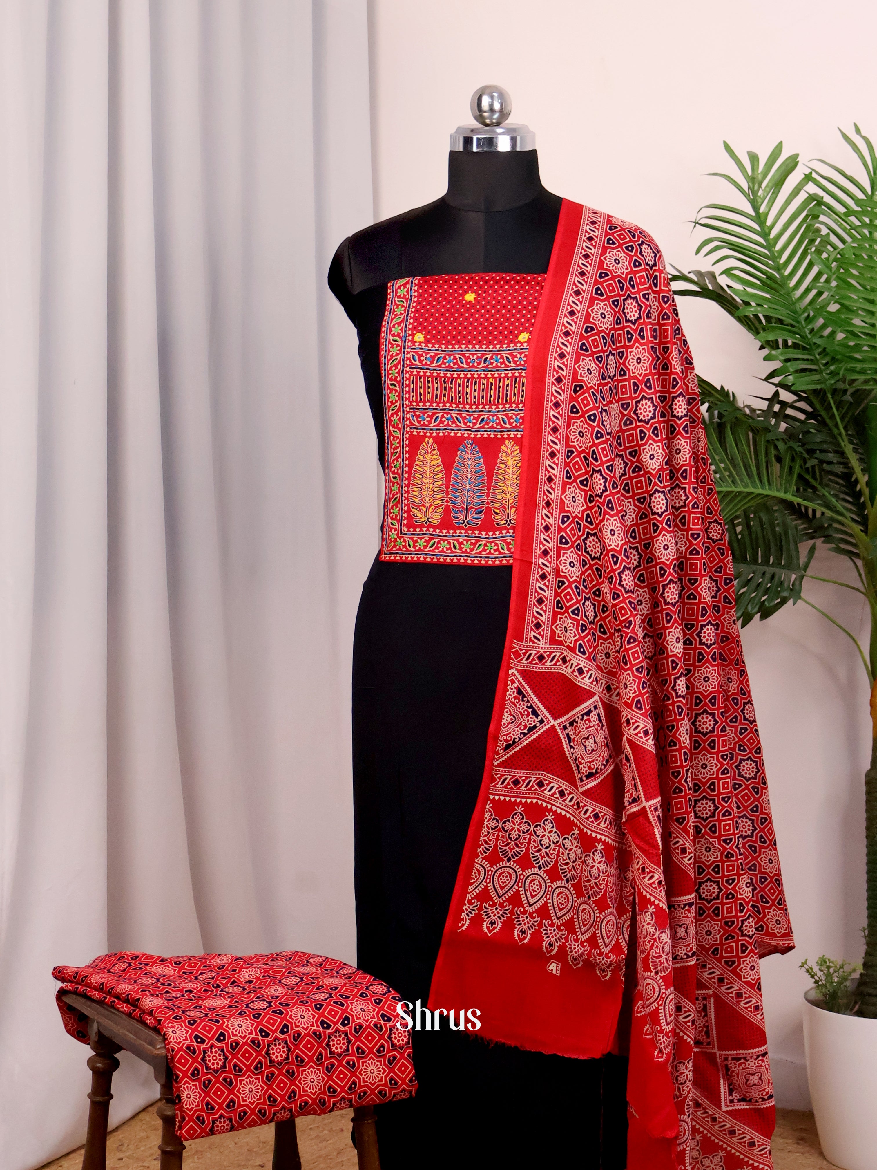 Black & Red - Ajrakh Salwar - Shop on Shrus.com
