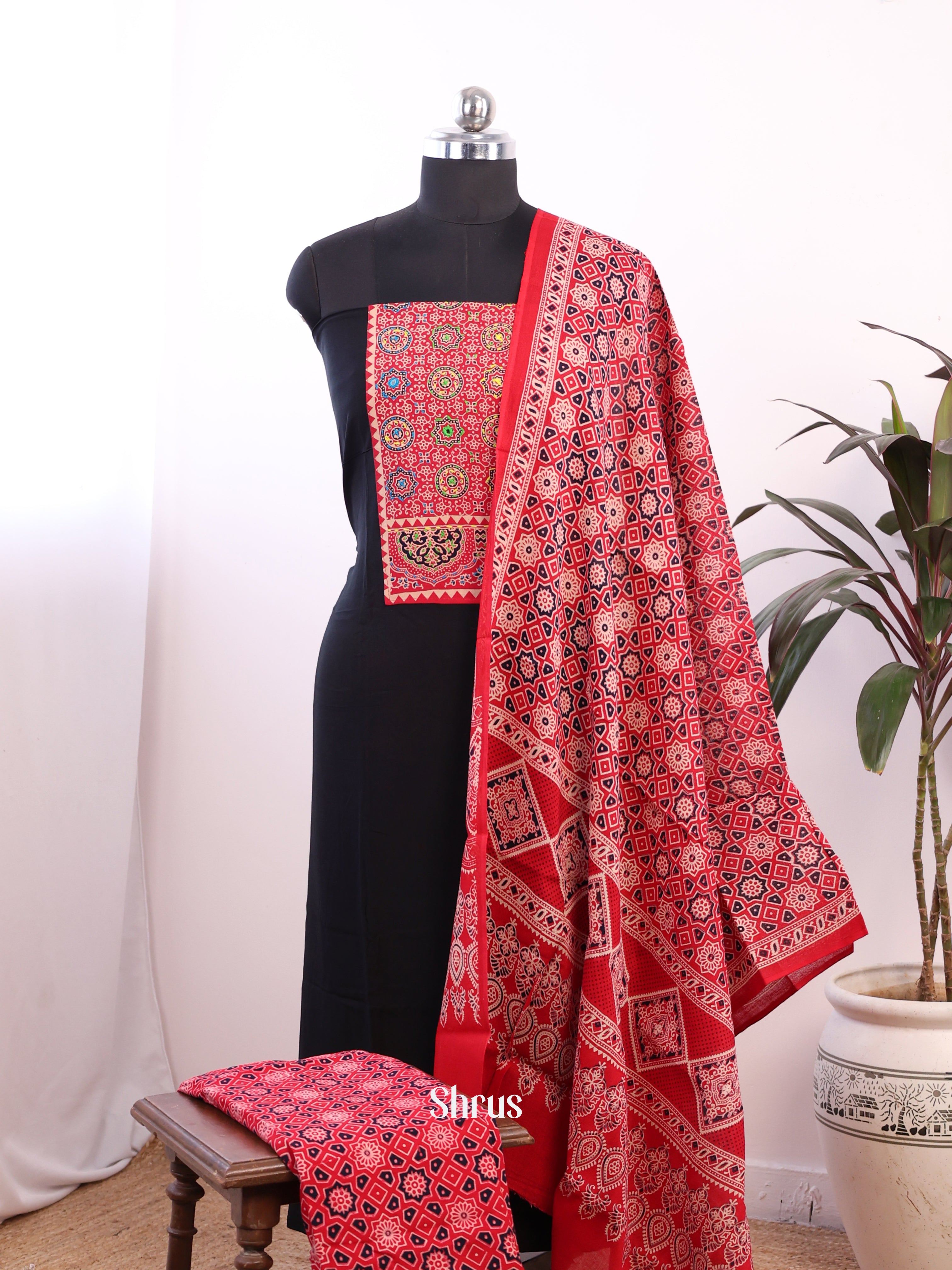 Black & Red - Ajrakh Salwar - Shop on Shrus.com