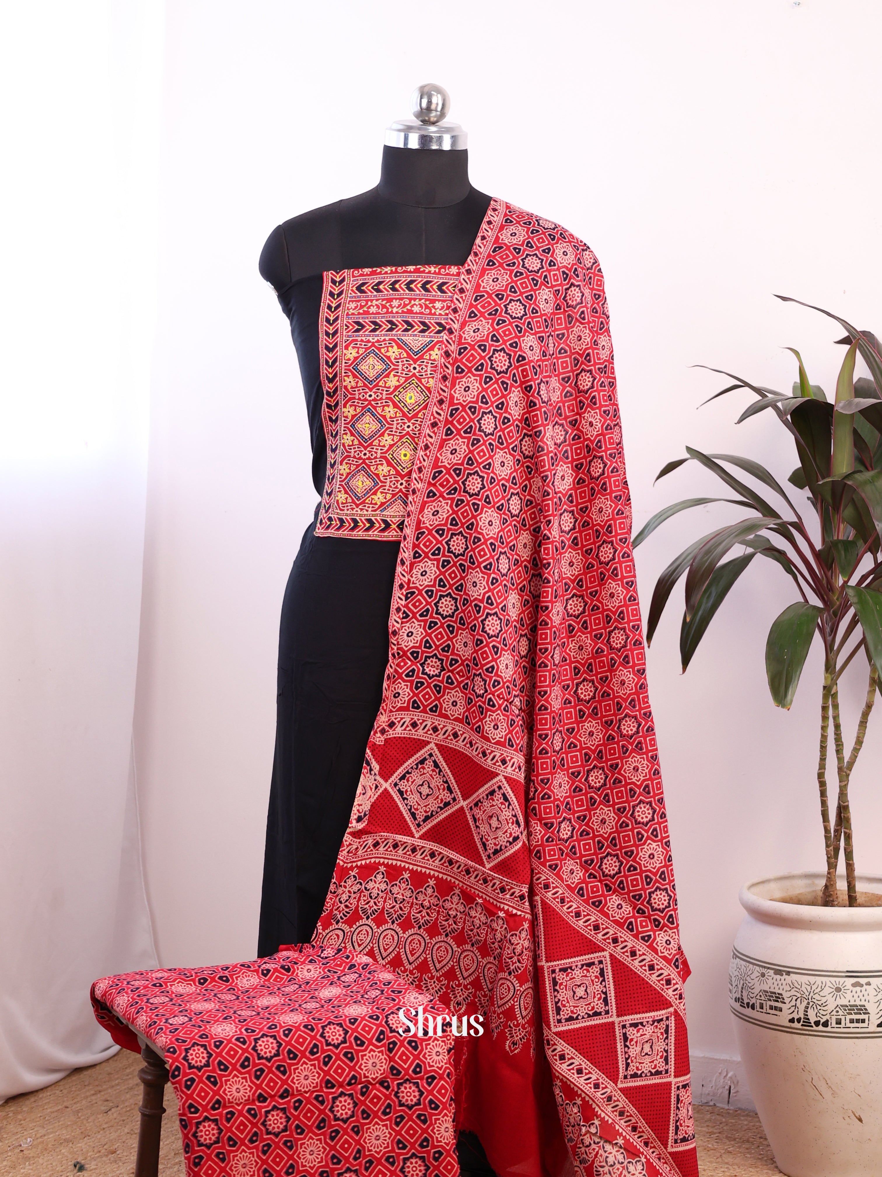 Black & Red - Ajrakh Salwar - Shop on Shrus.com