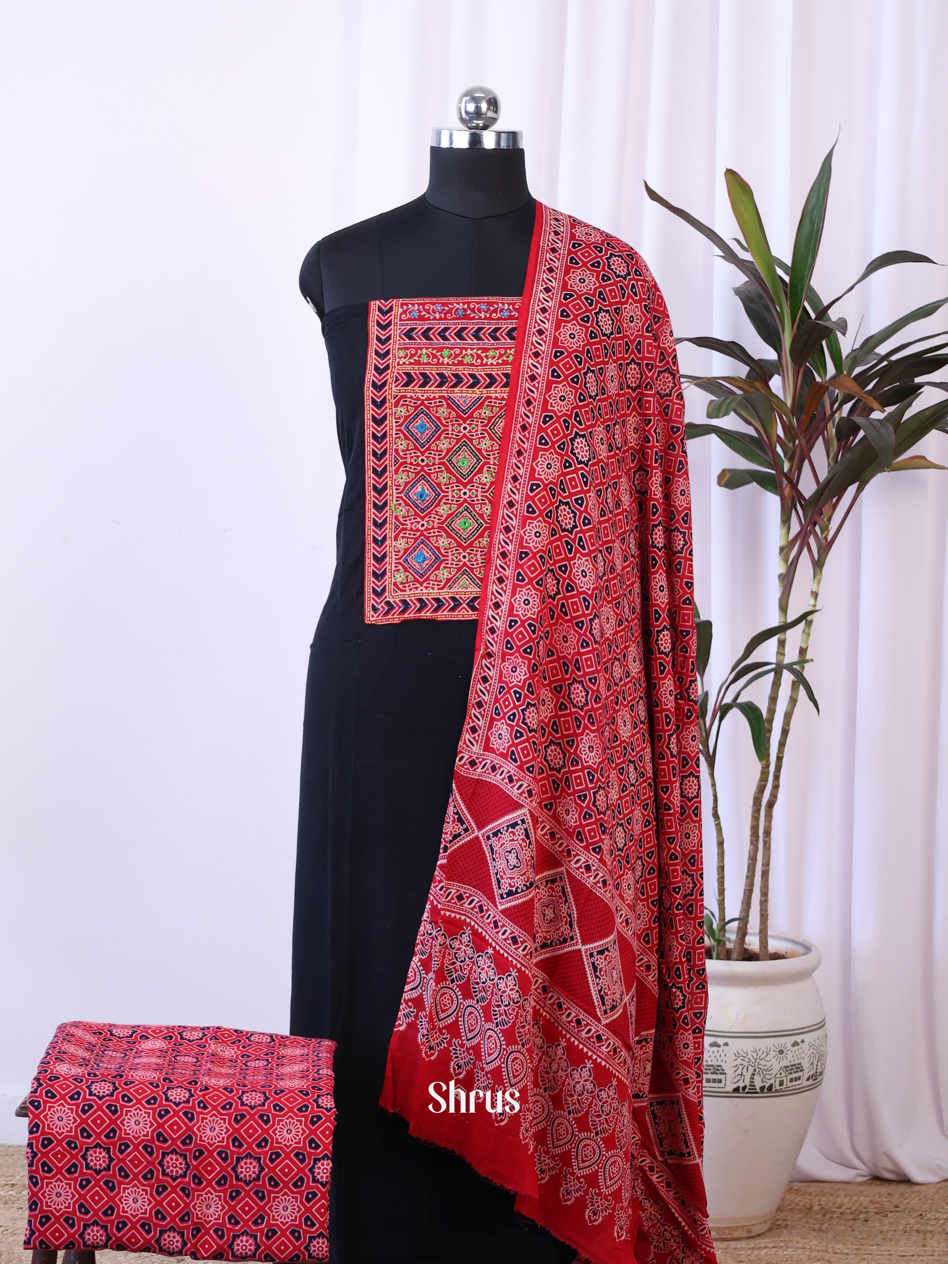 Black & Red - Ajrakh Salwar - Shop on Shrus.com
