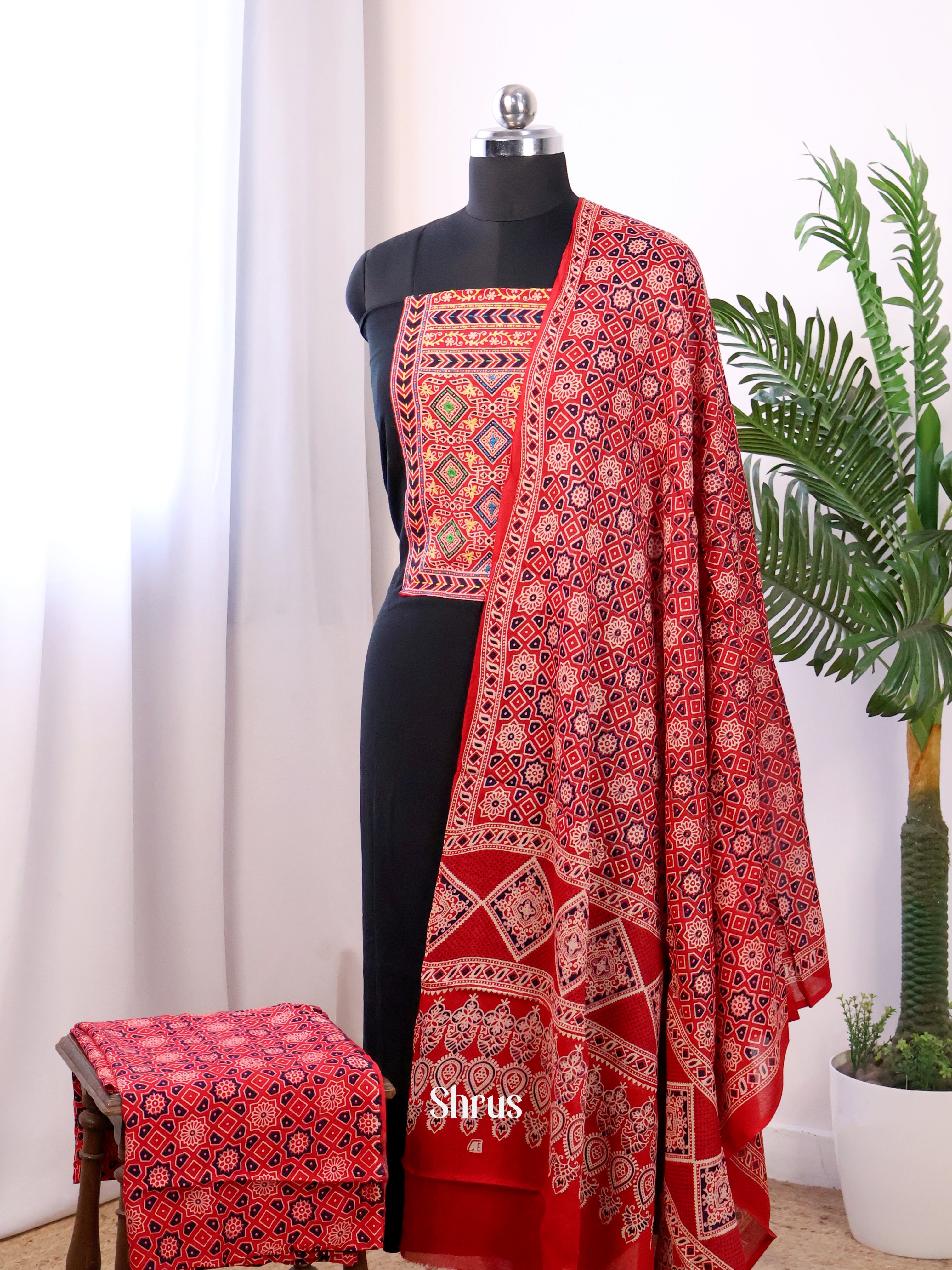 Black & Red - Ajrakh Salwar - Shop on Shrus.com