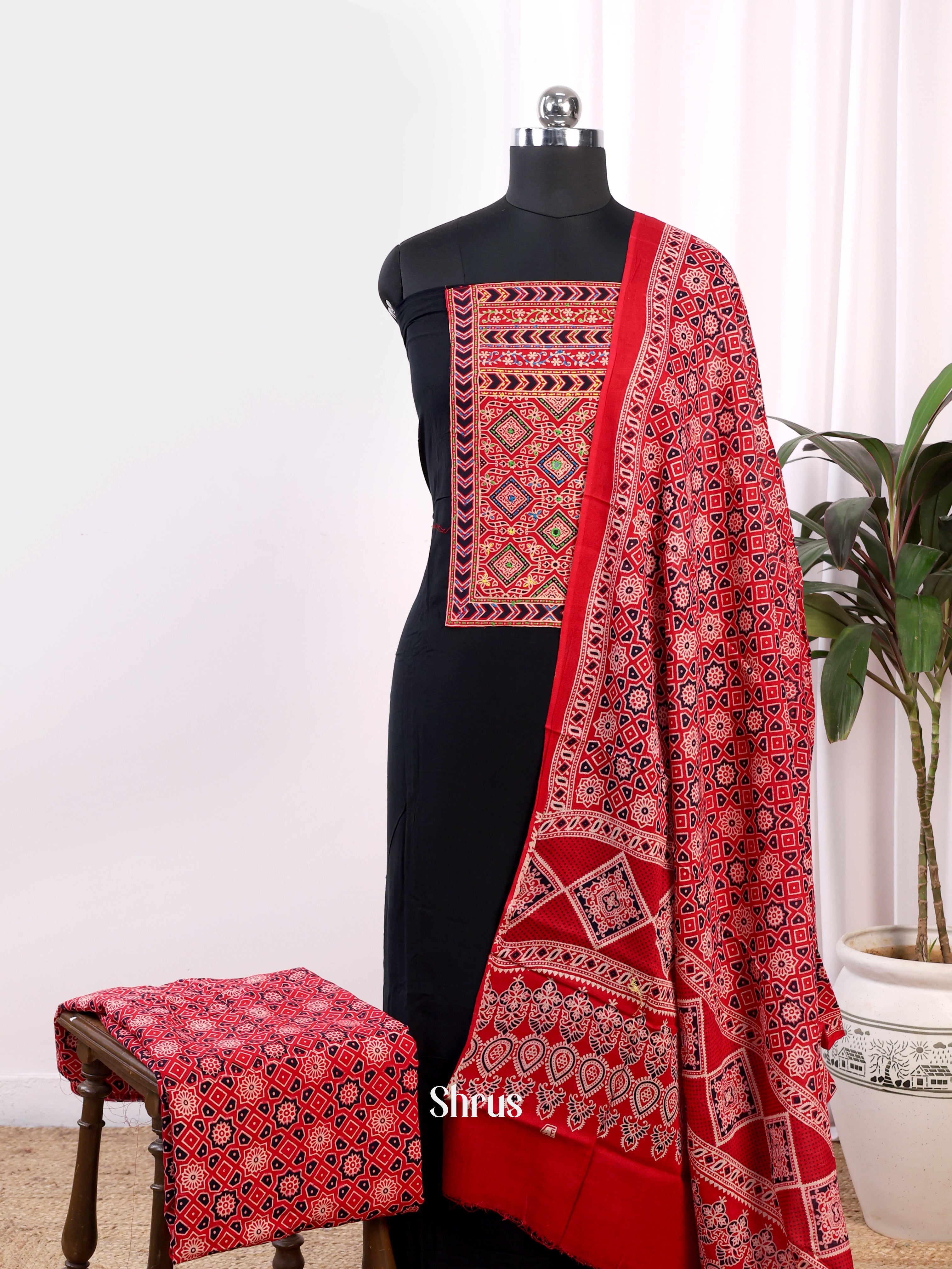 Black & Red - Ajrakh Salwar - Shop on Shrus.com