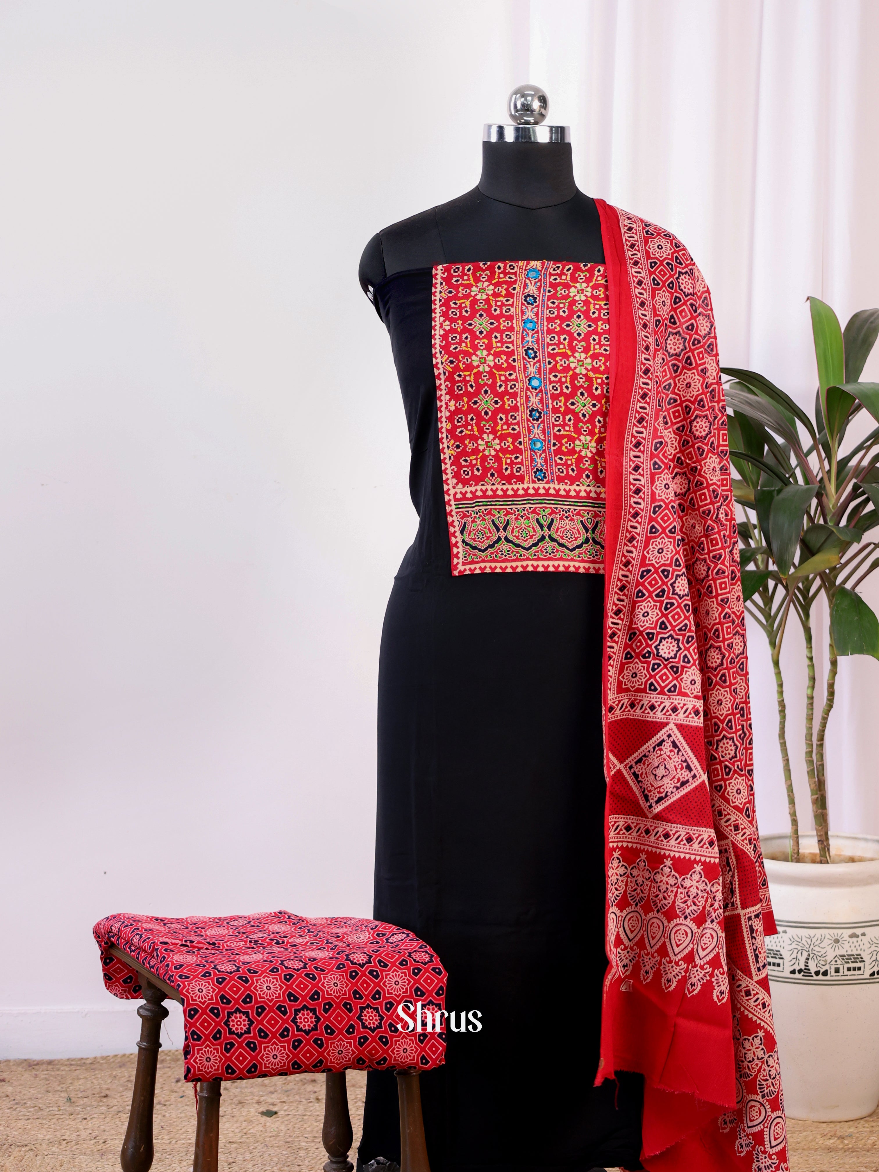 Black & Red - Ajrakh Salwar - Shop on Shrus.com