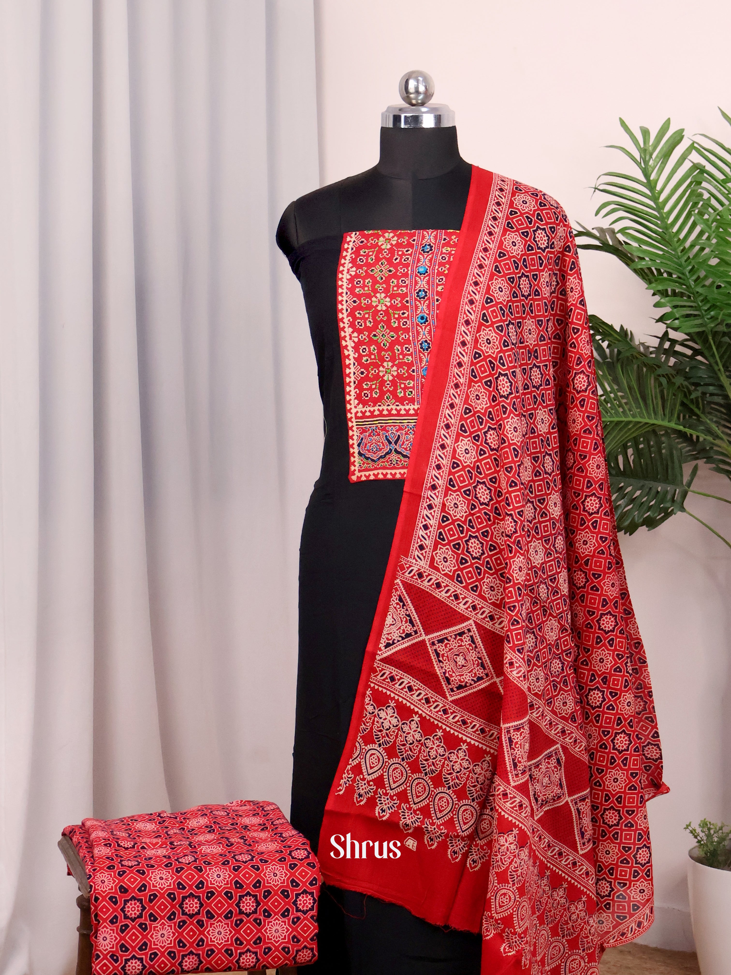 Black & Red - Ajrakh Salwar - Shop on Shrus.com