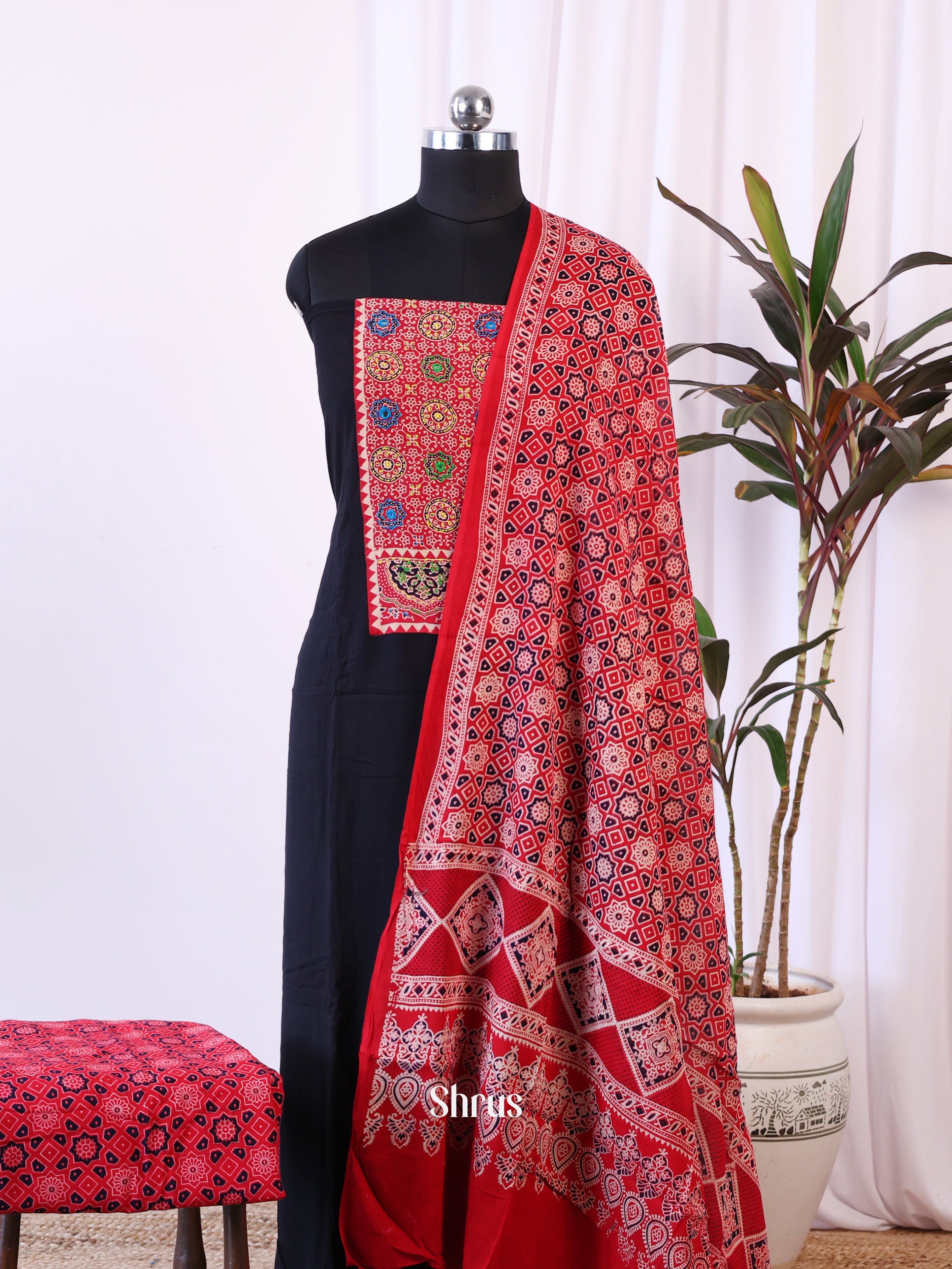 Black & Red - Ajrakh Salwar - Shop on Shrus.com