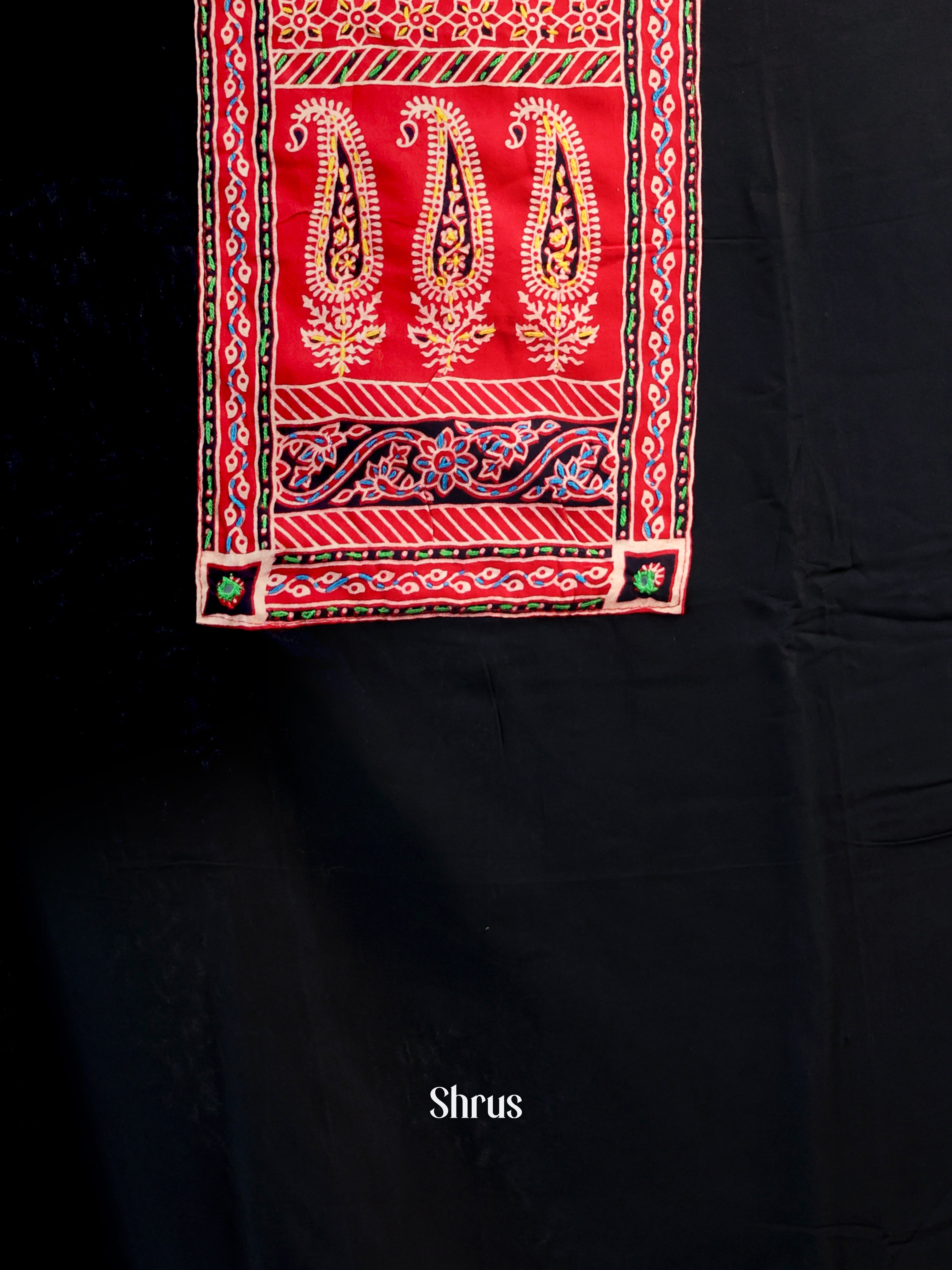 Black & Red- Ajrakh Salwar suit Top Bottom & Dupatta - CJS07148 - Shop on Shrus.com