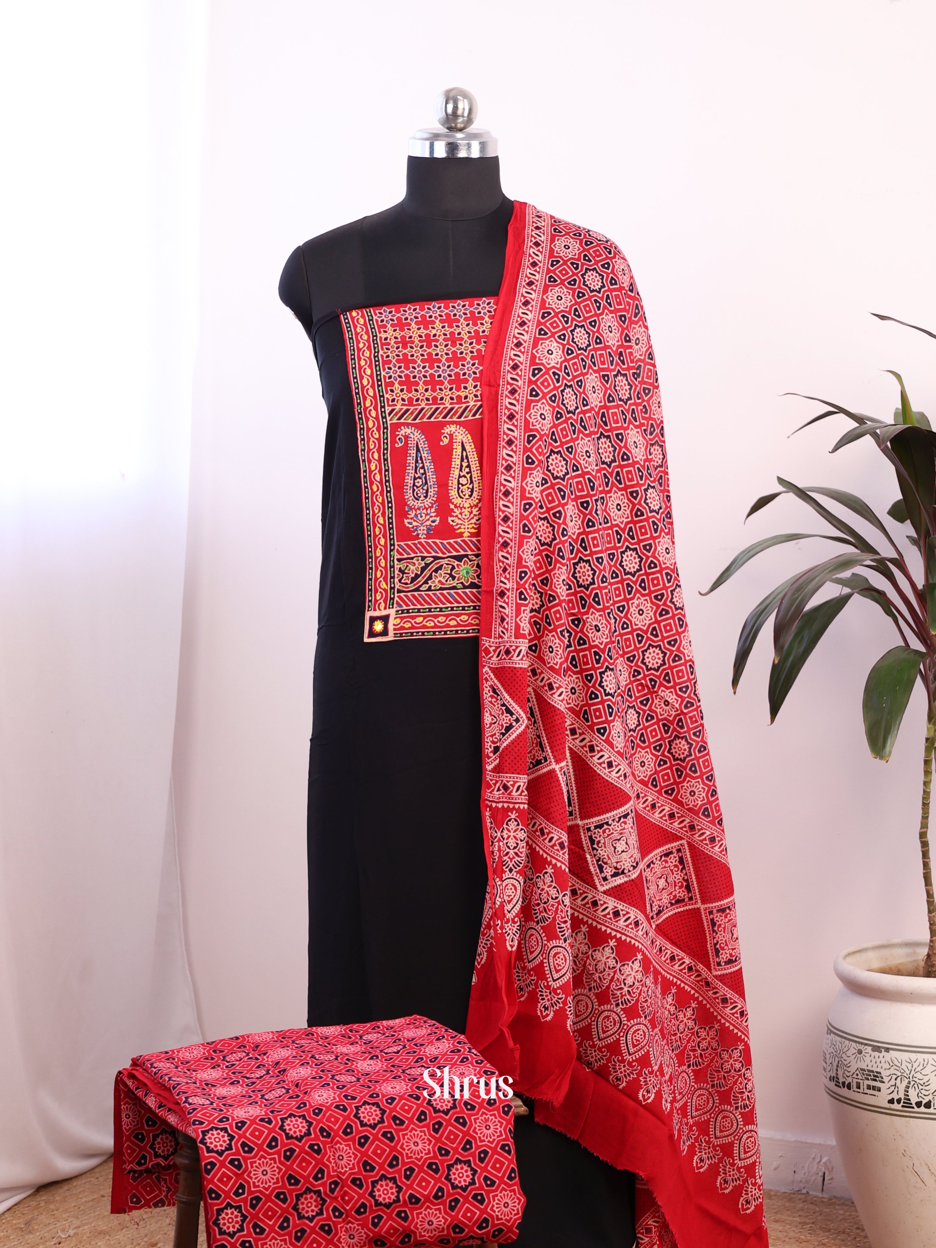 Black & Red - Ajrakh Salwar - Shop on Shrus.com