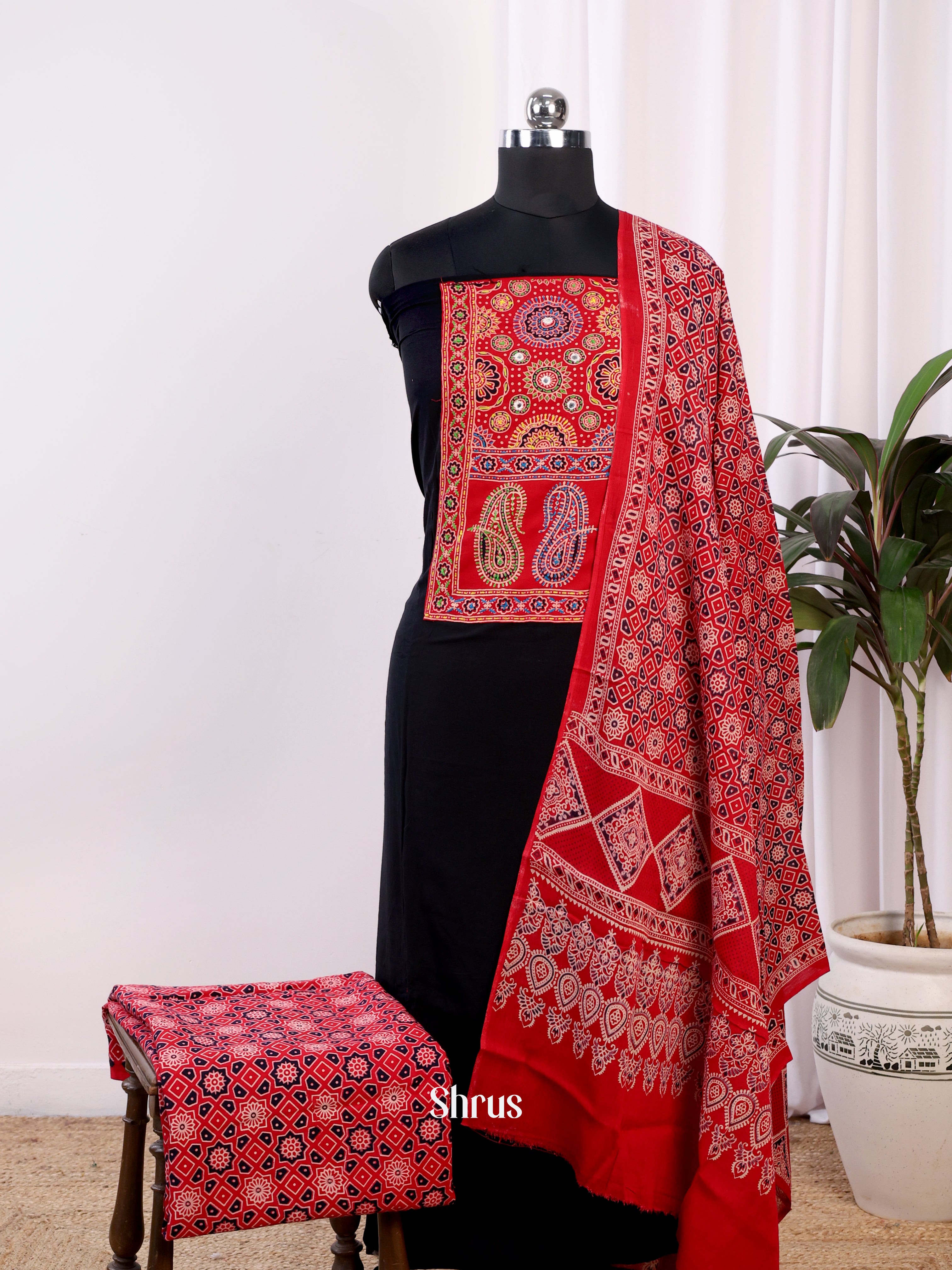 Black & Red - Ajrakh Salwar - Shop on Shrus.com