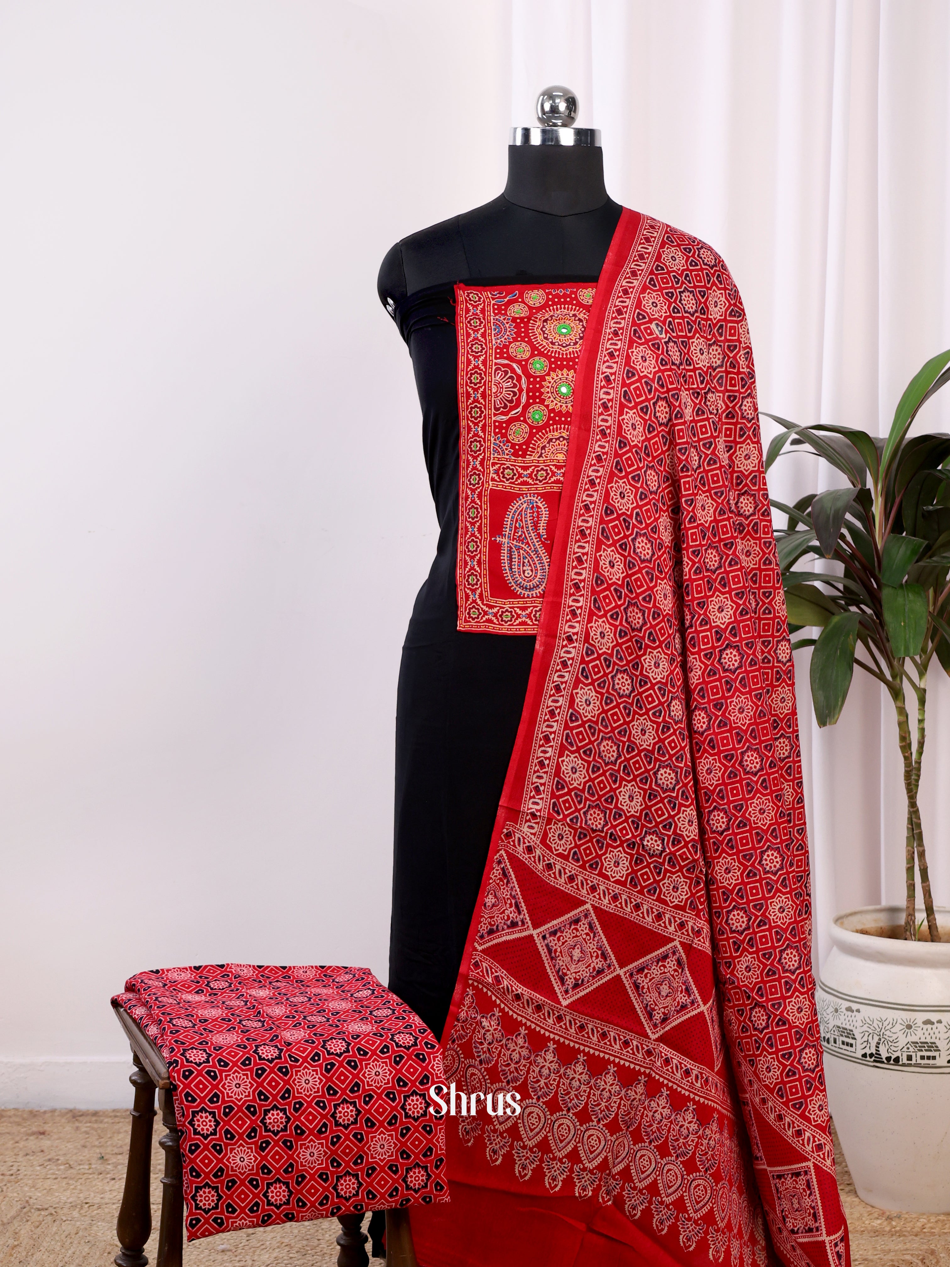 Black & Red- Ajrakh Salwar - Shop on Shrus.com