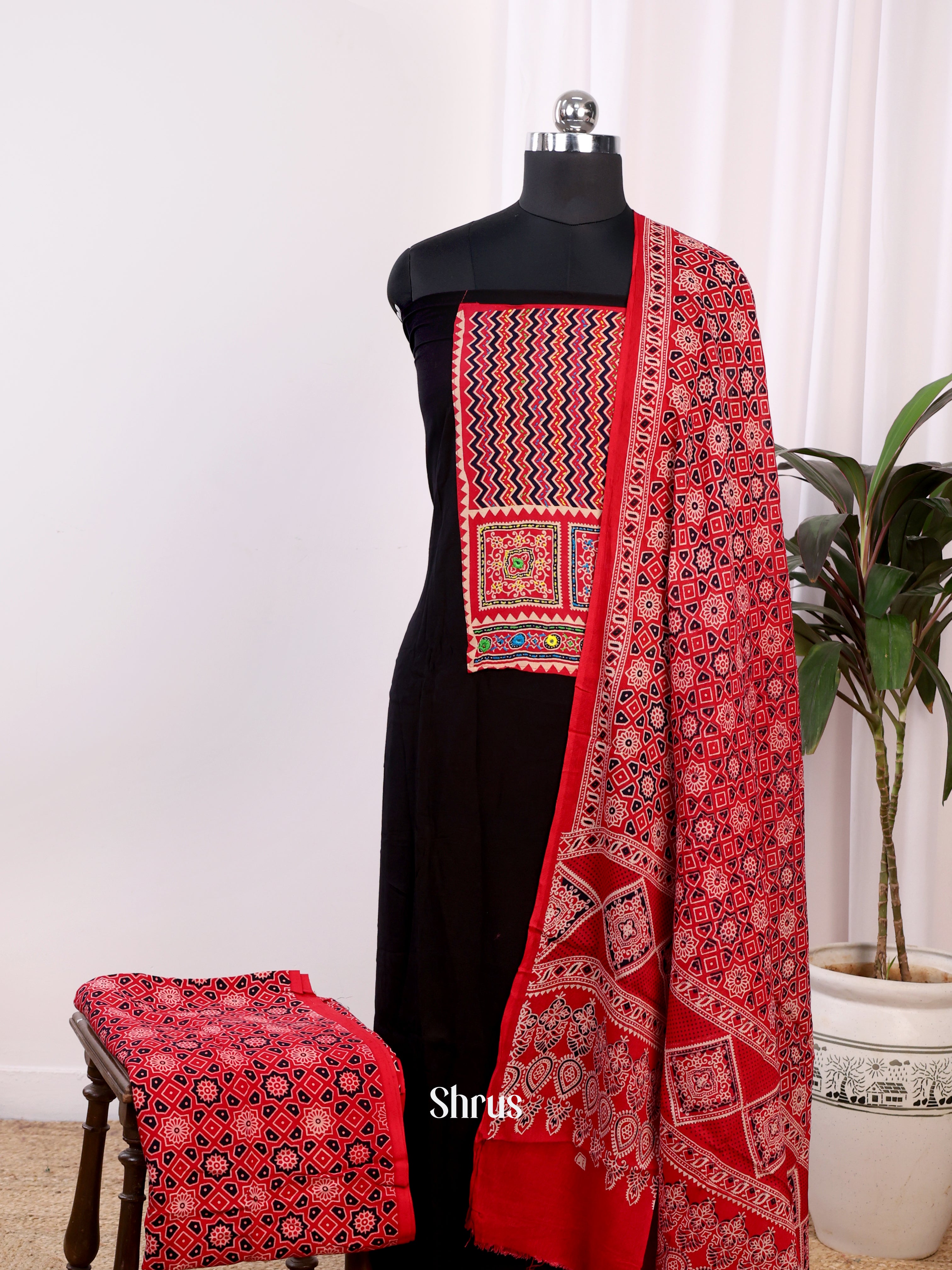 Black & Red - Ajrakh Salwar - Shop on Shrus.com