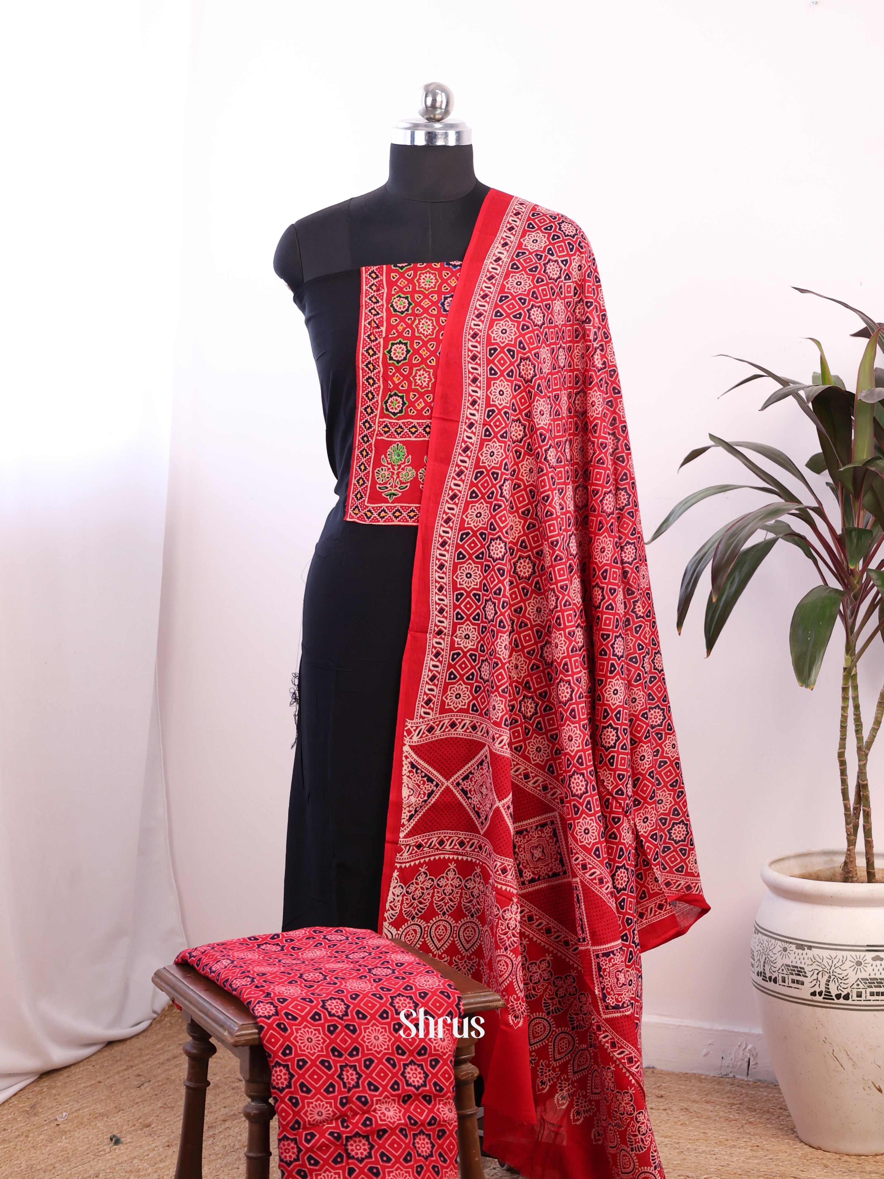 Black & Red - Ajrakh Salwar - Shop on Shrus.com