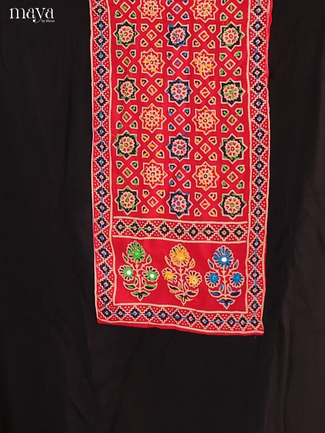 Black & Red- Ajrakh Salwar suit Top Bottom & Dupatta - CJS07159 - Shop on Shrus.com