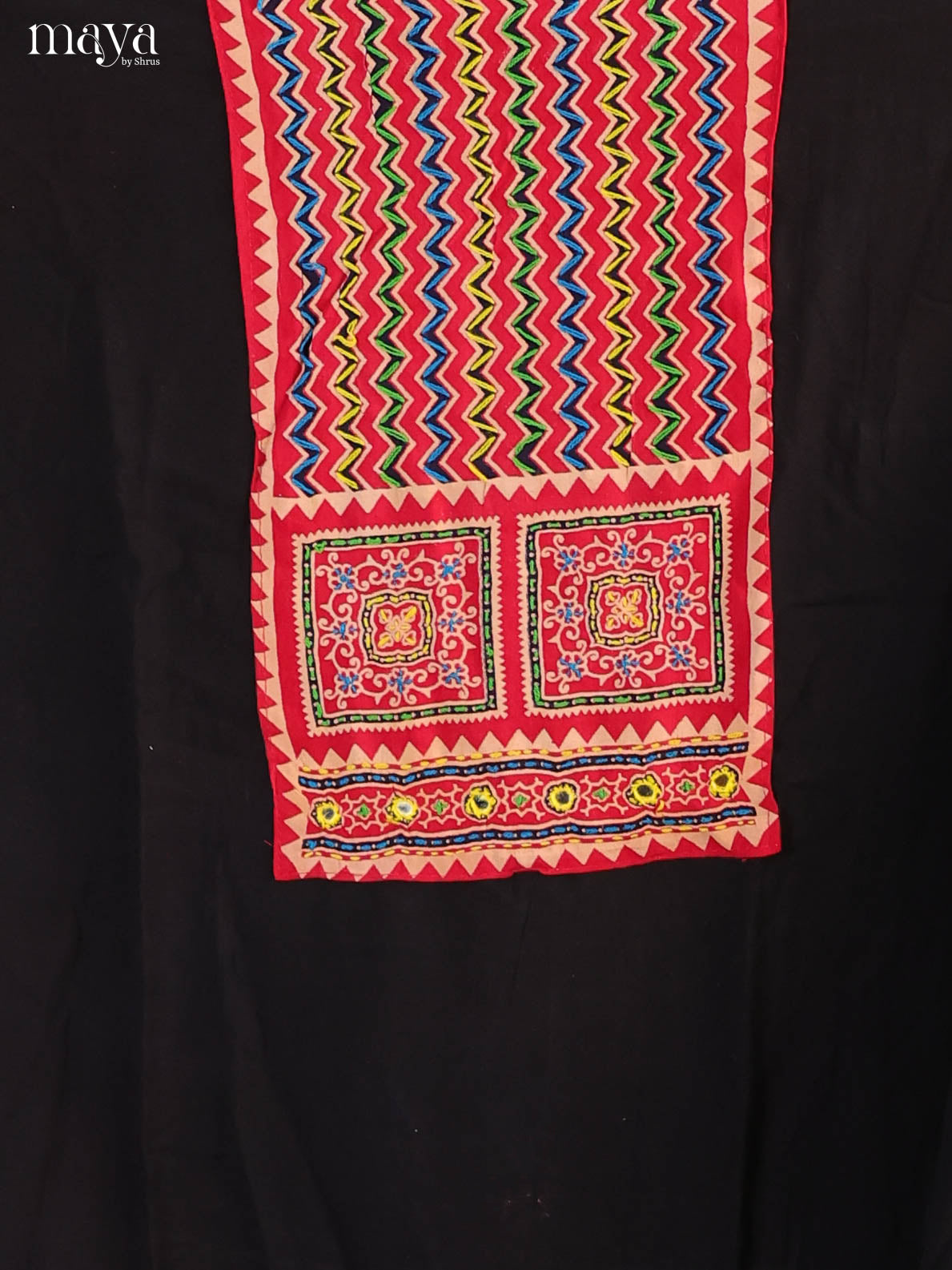 Black & Red- Ajrakh Salwar suit Top Bottom & Dupatta - CJS07161 - Shop on Shrus.com