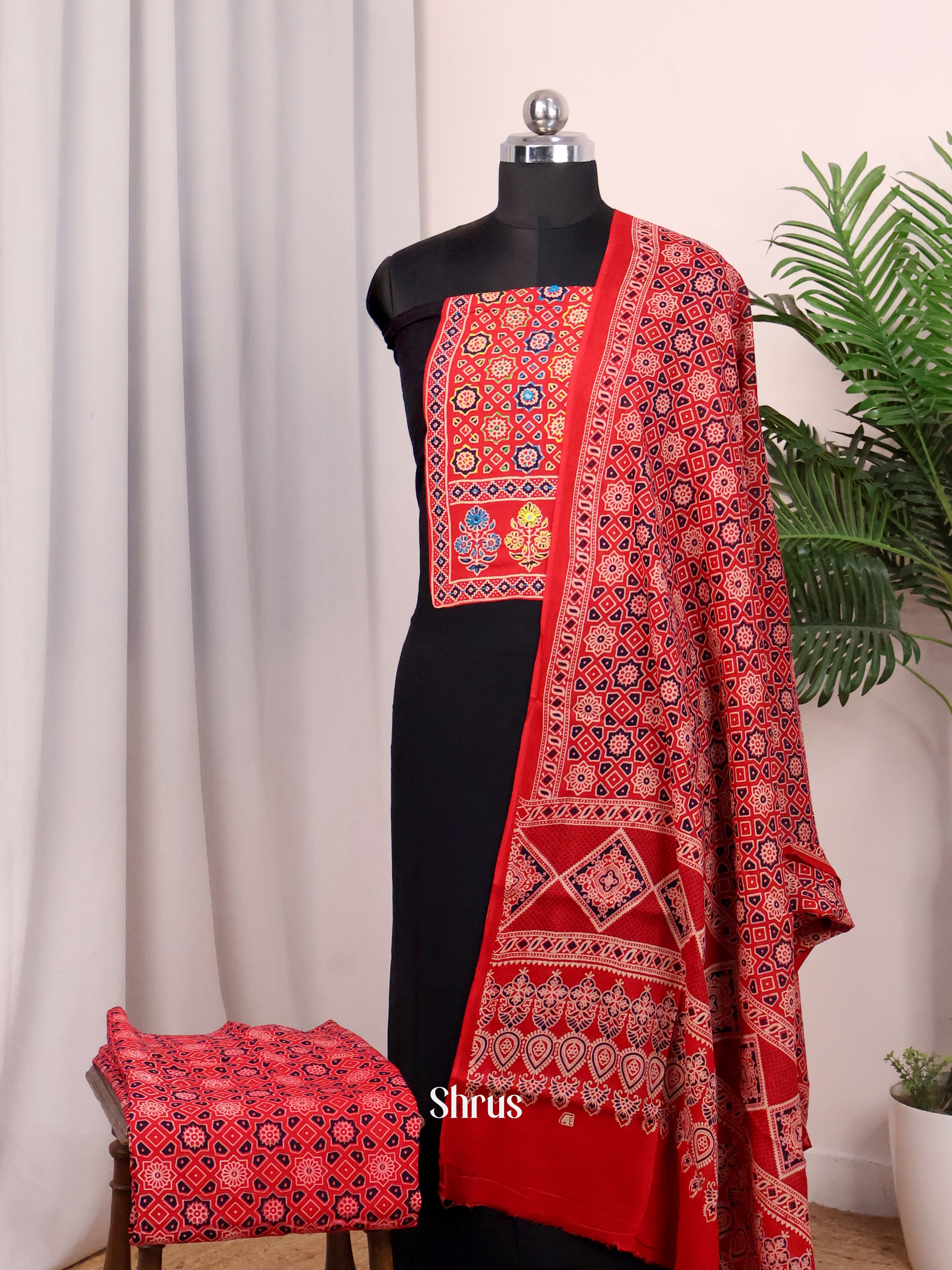 Black & Red - Ajrakh Salwar - Shop on Shrus.com