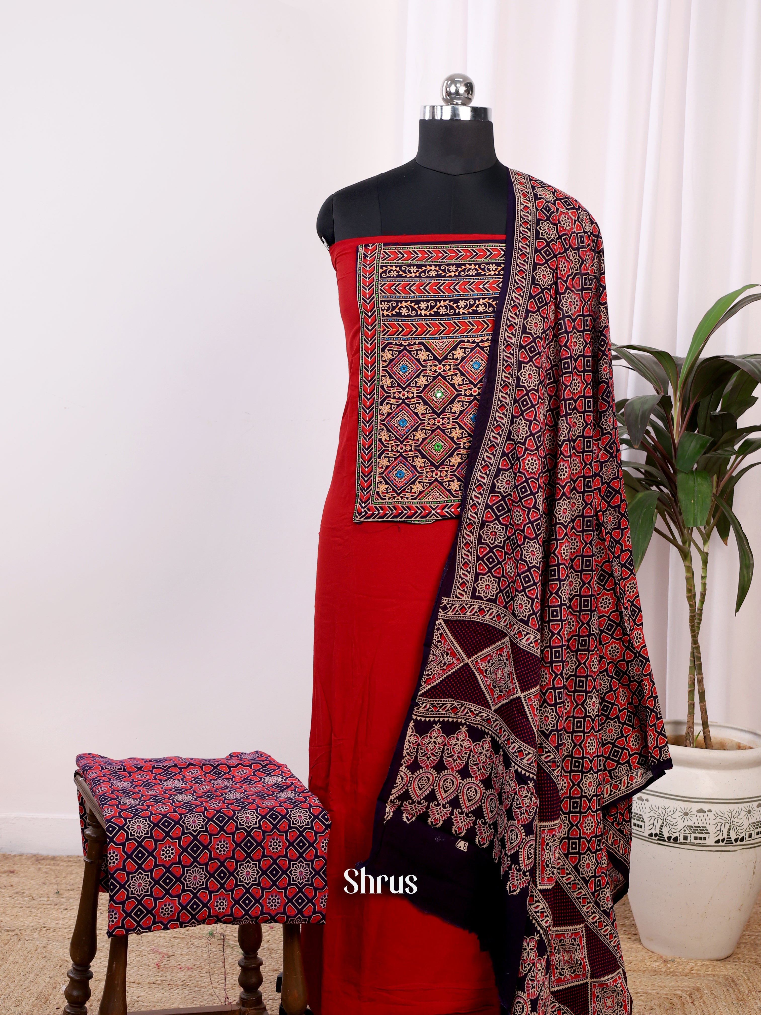 Red & Black - Ajrakh Salwar - Shop on Shrus.com