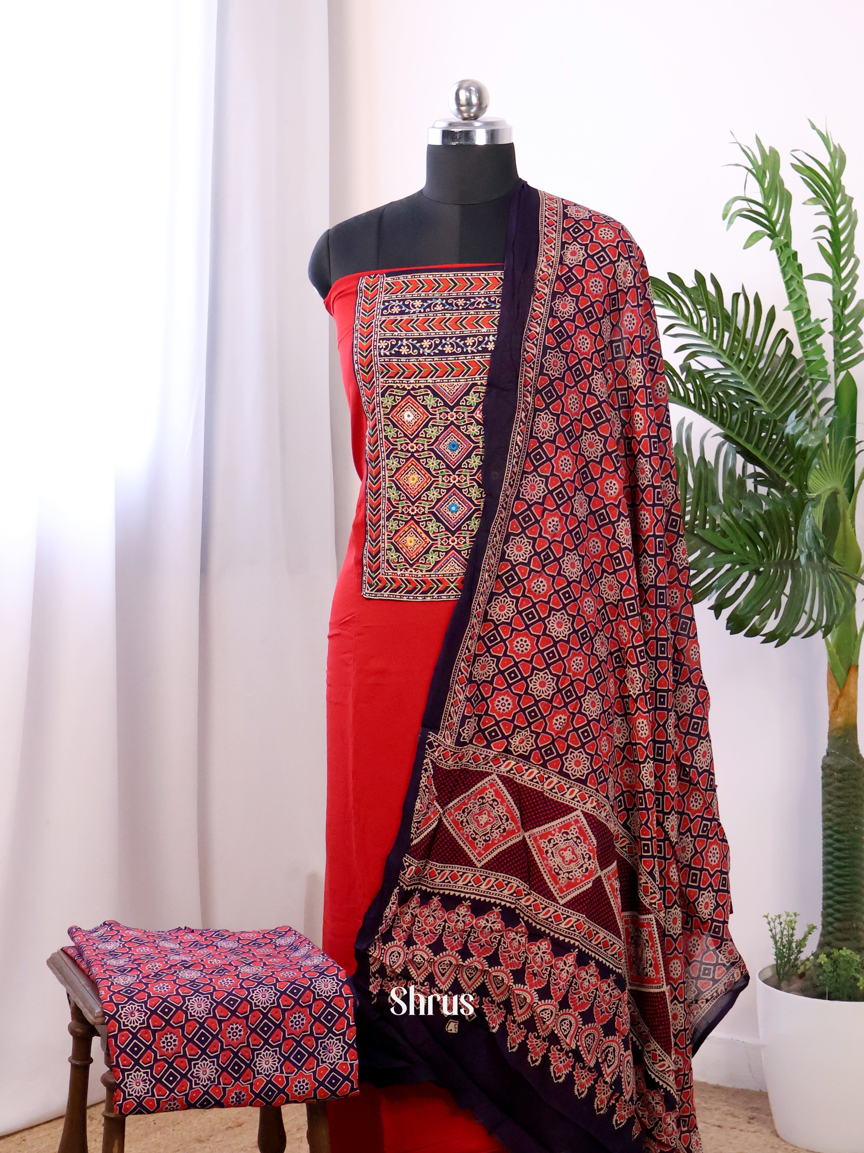 Red & Black- Ajrakh Salwar - Shop on Shrus.com