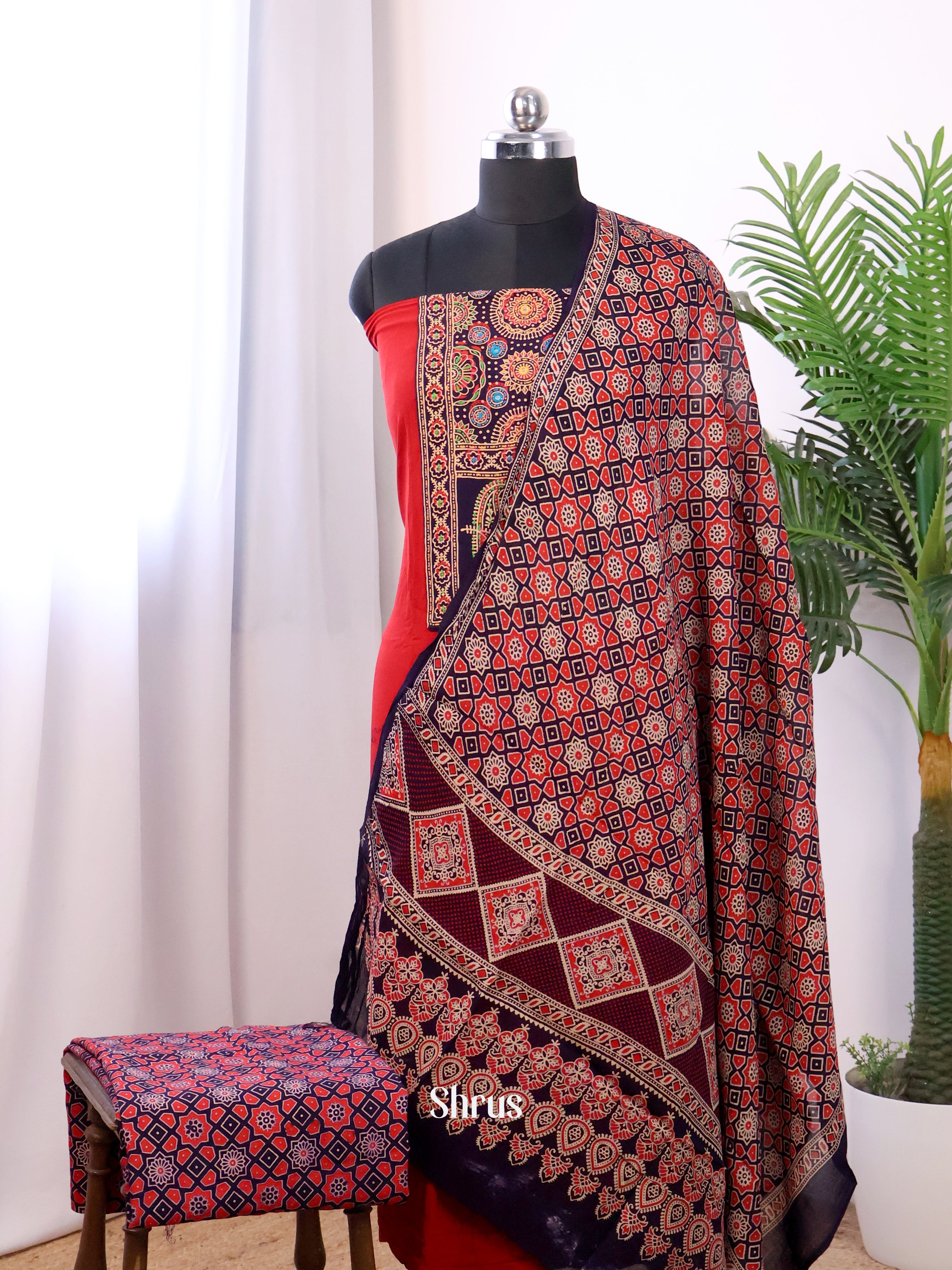 Red & Black - Ajrakh Salwar - Shop on Shrus.com