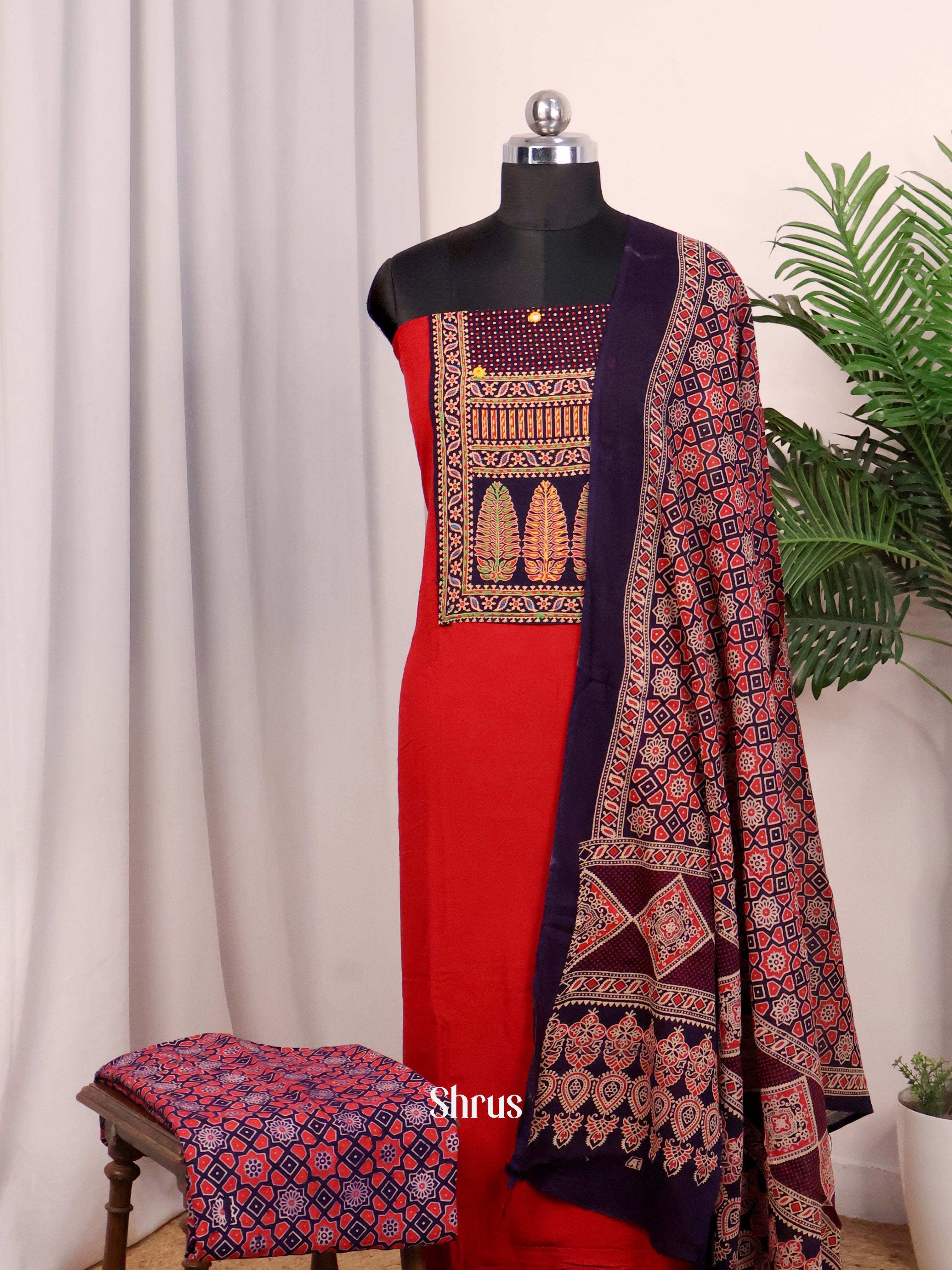 Red & Black - Ajrakh Salwar - Shop on Shrus.com